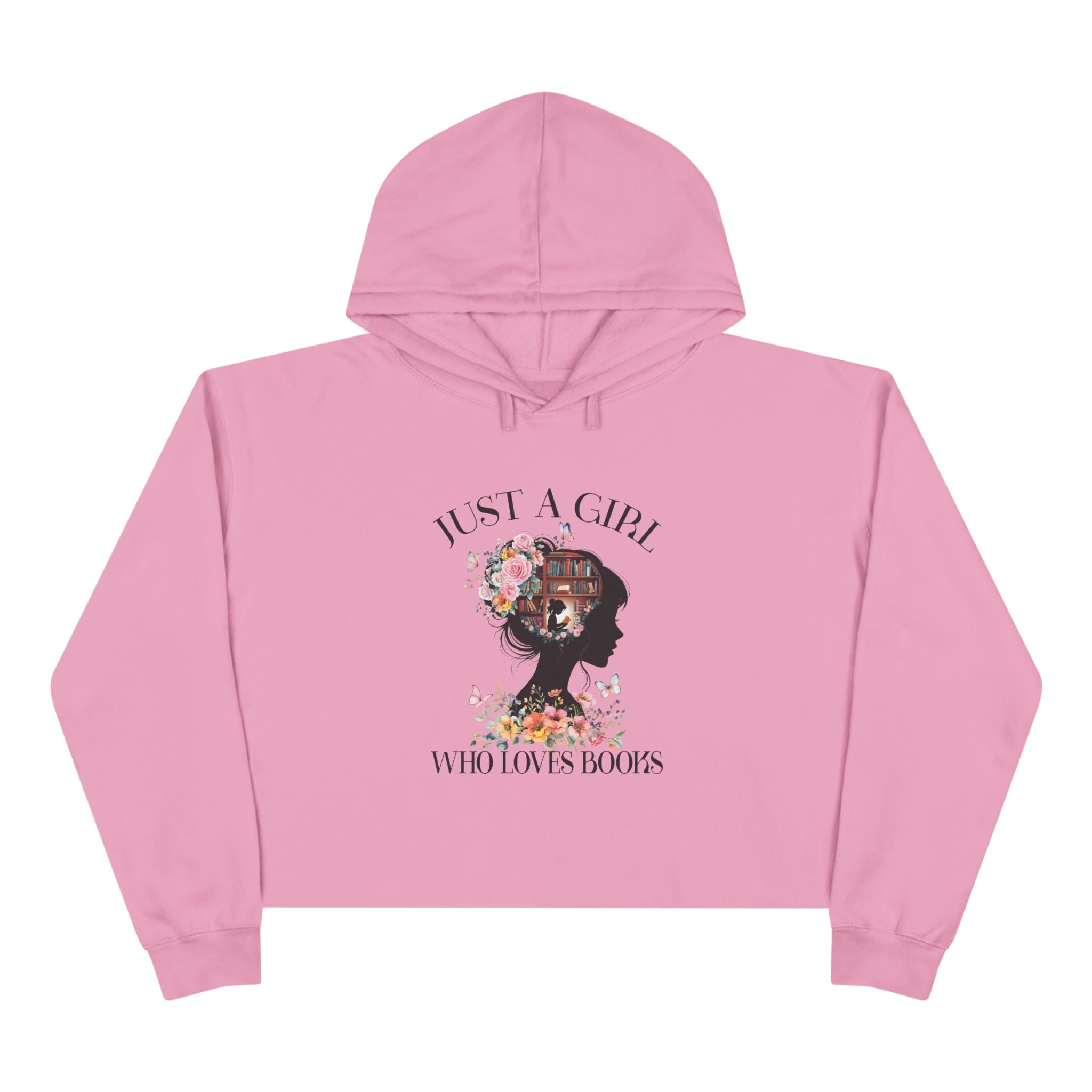 Women's Graphic Crop Hoodie - Just A Girl Who Loves Books | Hoodie by atgodanddesigns