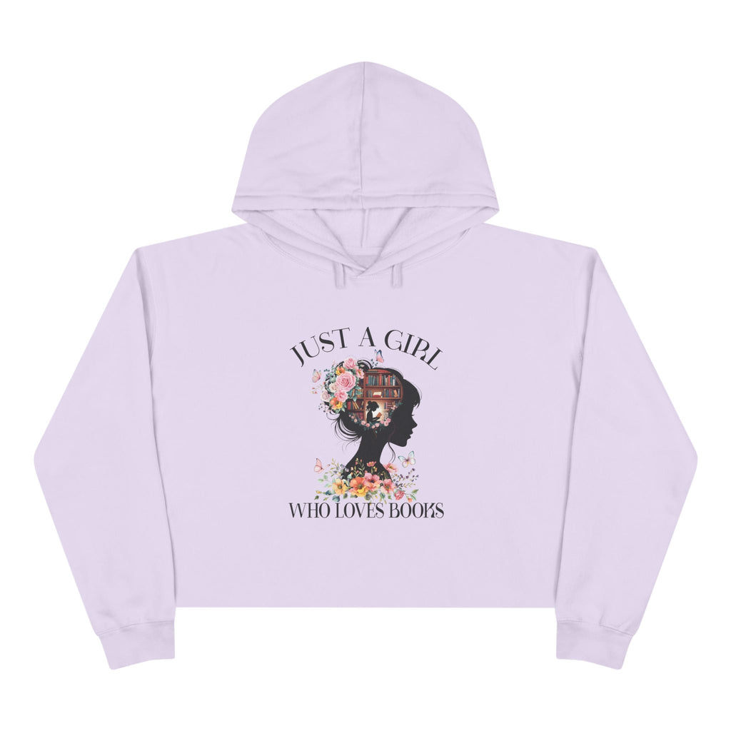 Women's Graphic Crop Hoodie - Just A Girl Who Loves Books | Hoodie by atgodanddesigns