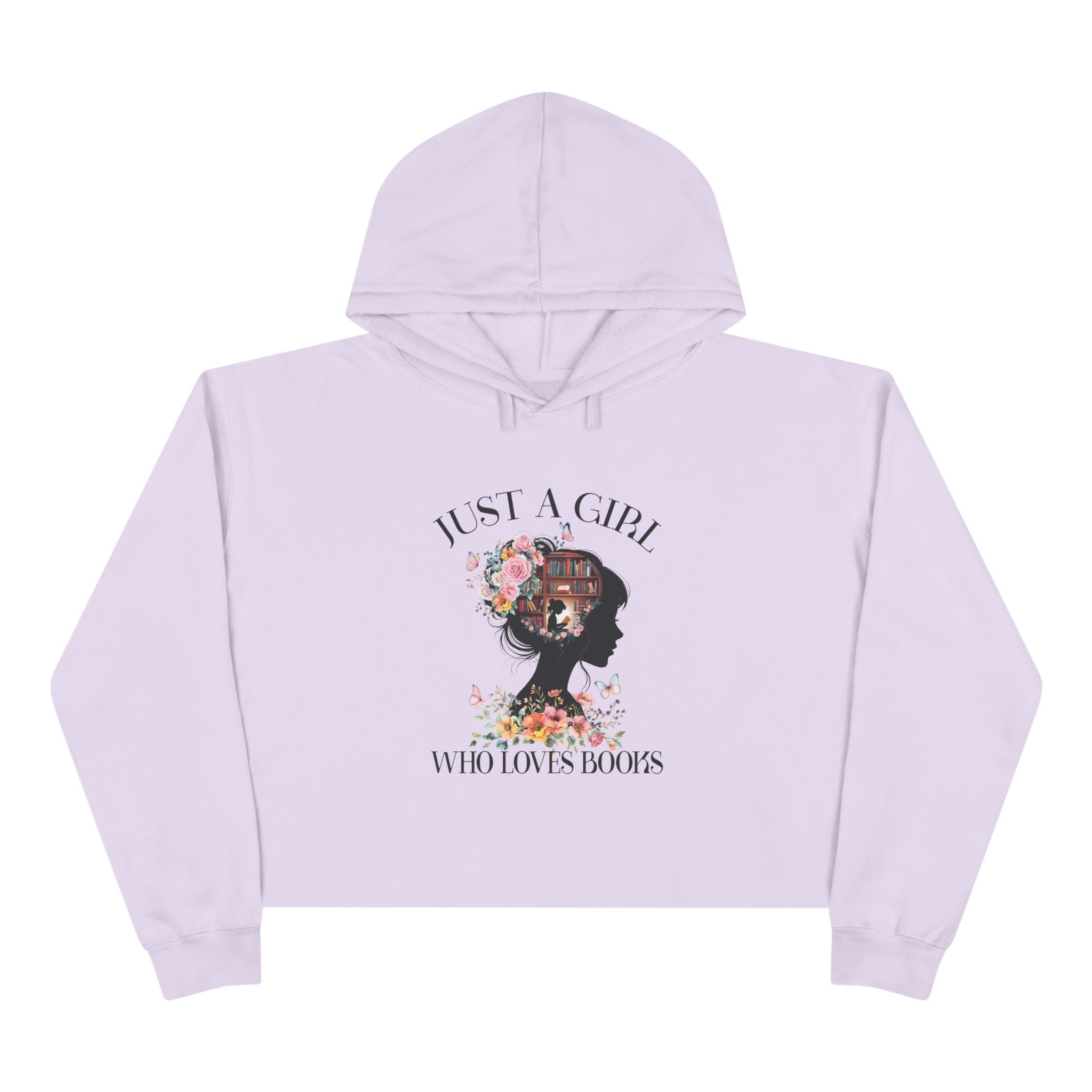 Women's Graphic Crop Hoodie - Just A Girl Who Loves Books | Hoodie by atgodanddesigns