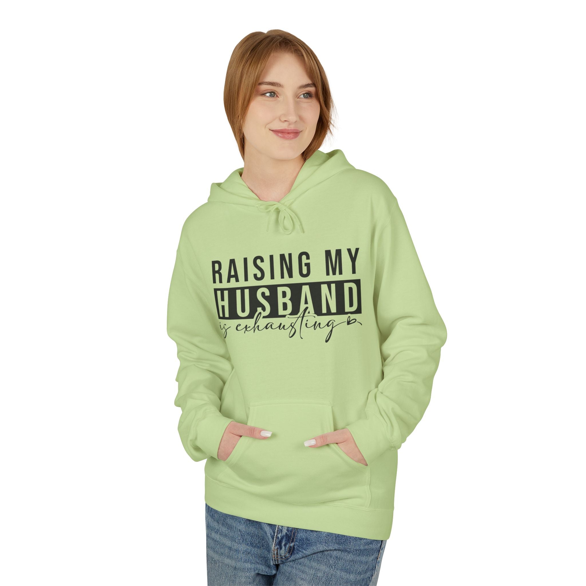 Women's Graphic Fleece Hoodie - Raising My Husband Is Exhausting | Hoodie by atgodanddesigns