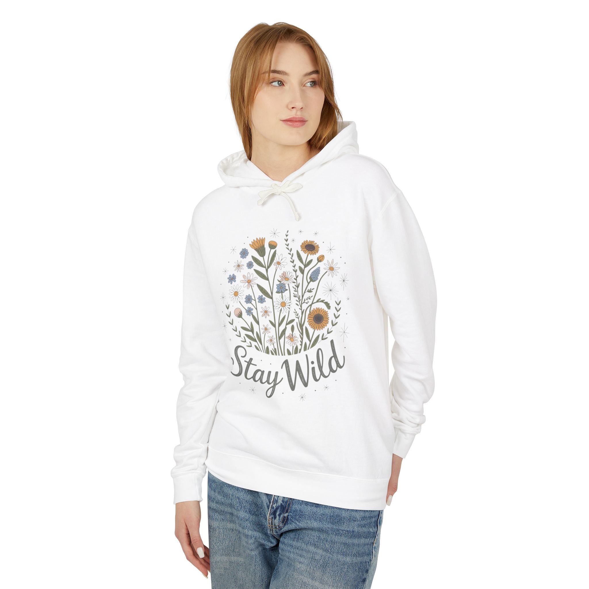 Women's Graphic Hooded Sweatshirt - Stay Wild Floral | Hoodie by atgodanddesigns
