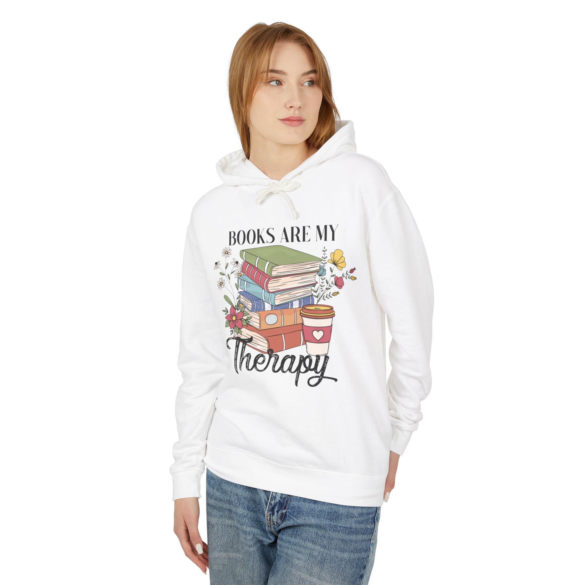 Women's Graphic Hoodie - Books Are My Therapy | Hoodie by atgodanddesigns