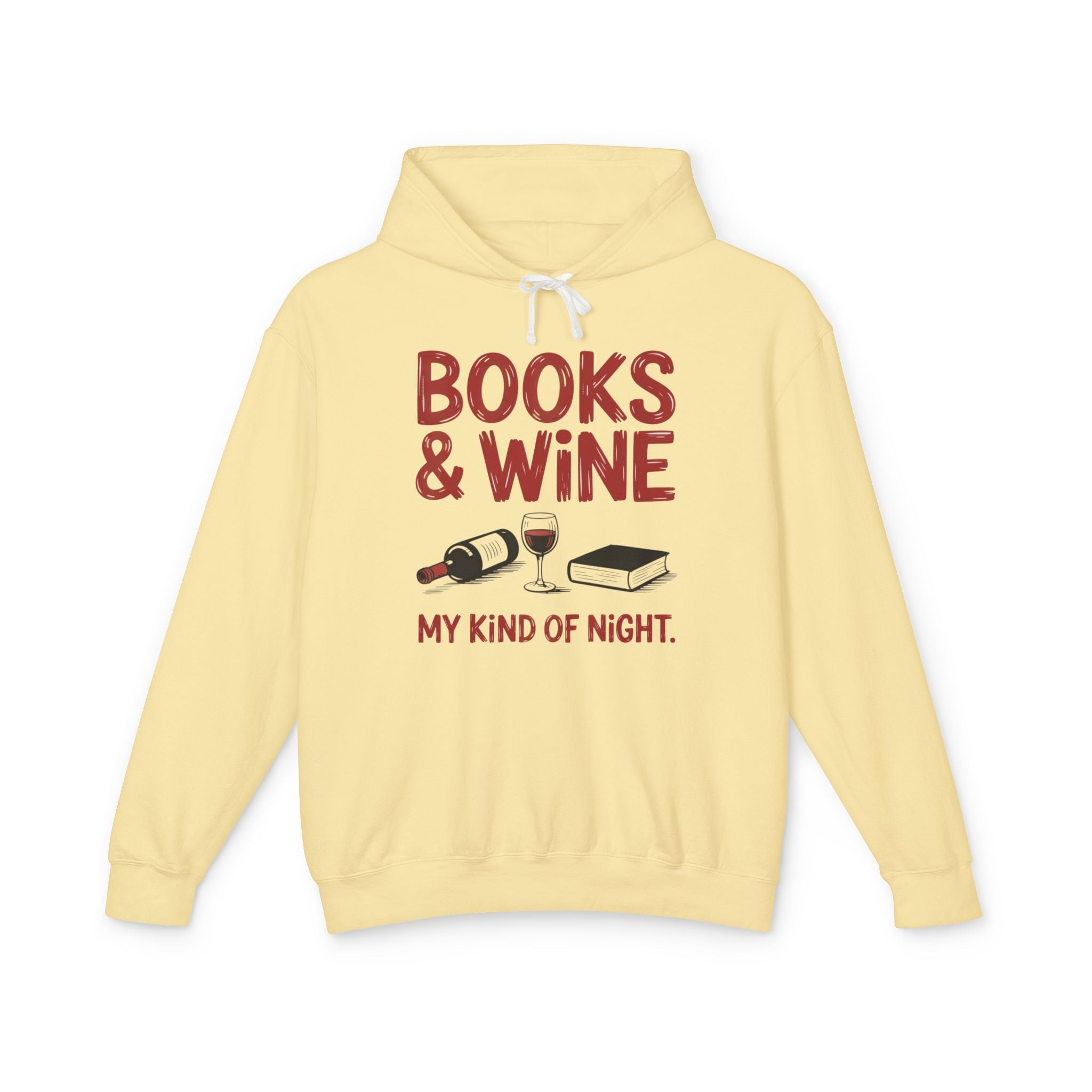 Women's Graphic Hoodie - Books & Wine My Kind Of Night | Hoodie by atgodanddesigns