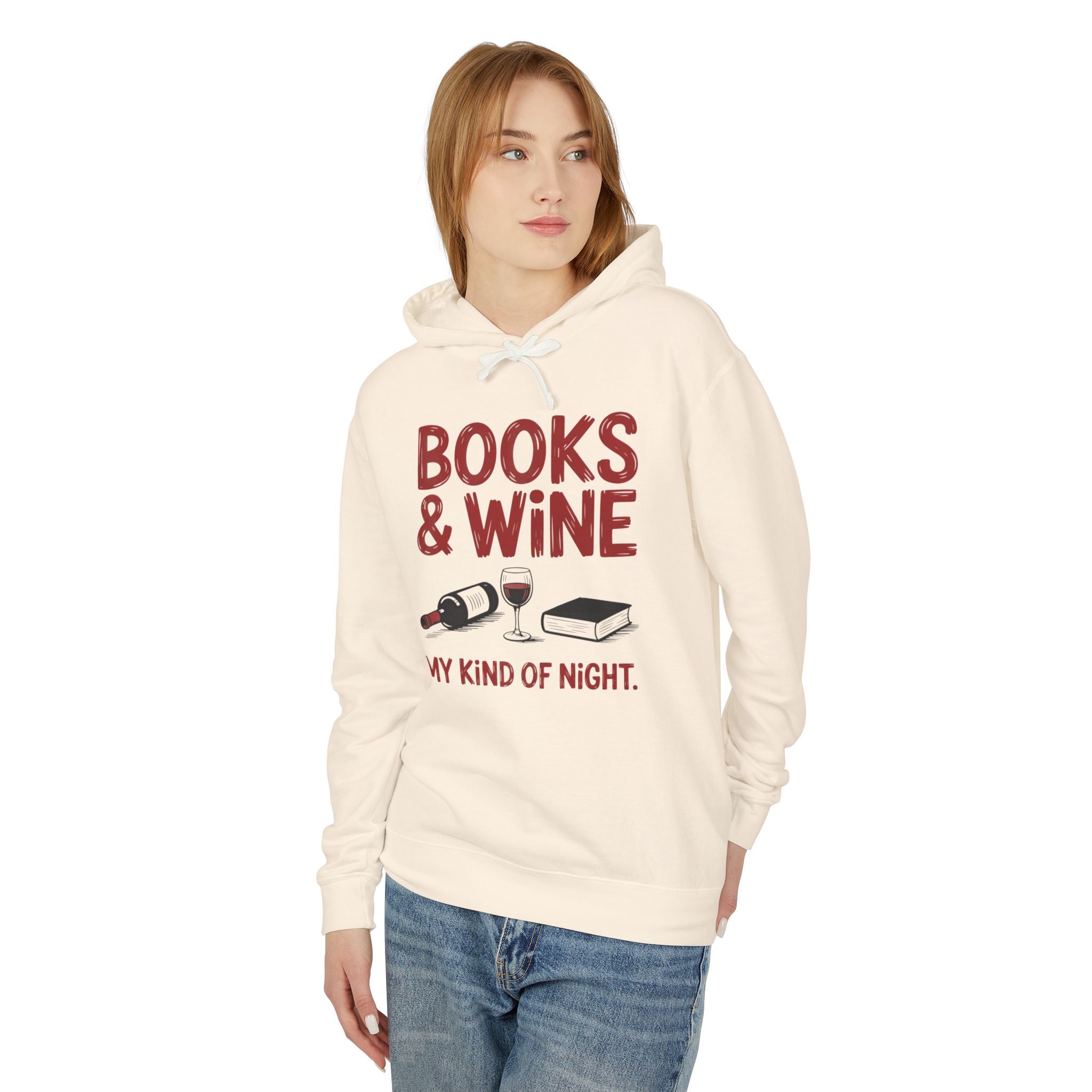Women's Graphic Hoodie - Books & Wine My Kind Of Night | Hoodie by atgodanddesigns