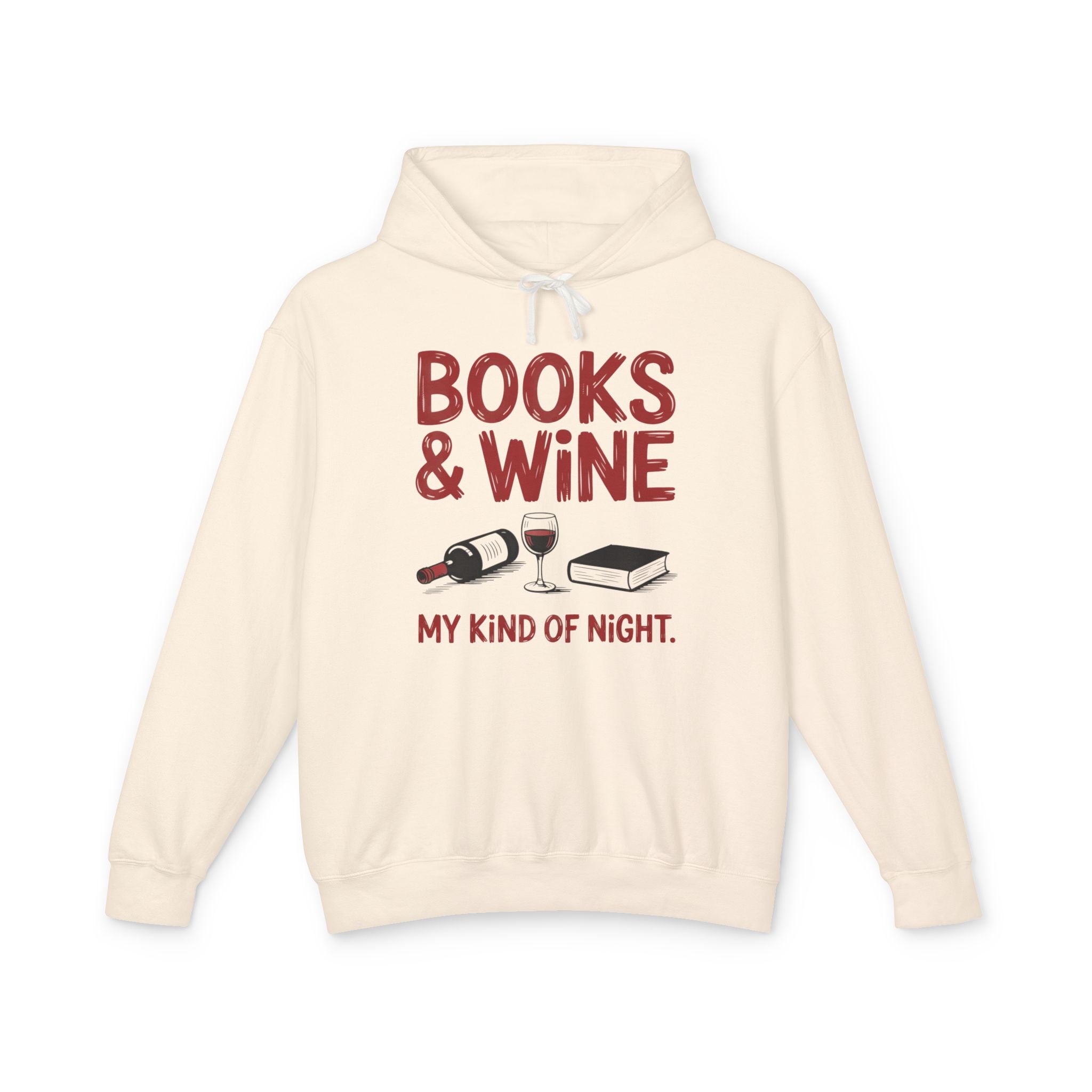 Women's Graphic Hoodie - Books & Wine My Kind Of Night | Hoodie by atgodanddesigns