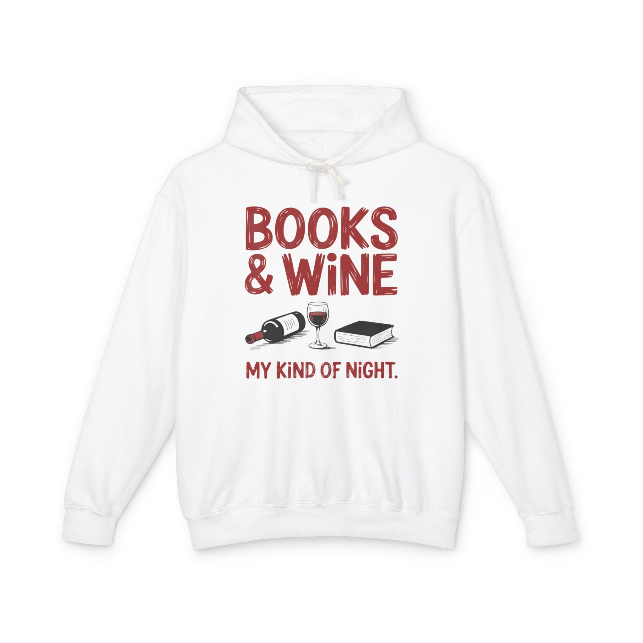 Women's Graphic Hoodie - Books & Wine My Kind Of Night | Hoodie by atgodanddesigns