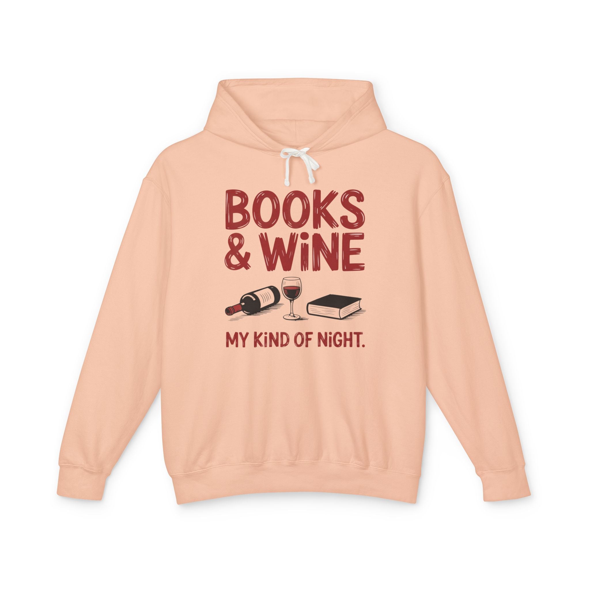 Women's Graphic Hoodie - Books & Wine My Kind Of Night | Hoodie by atgodanddesigns