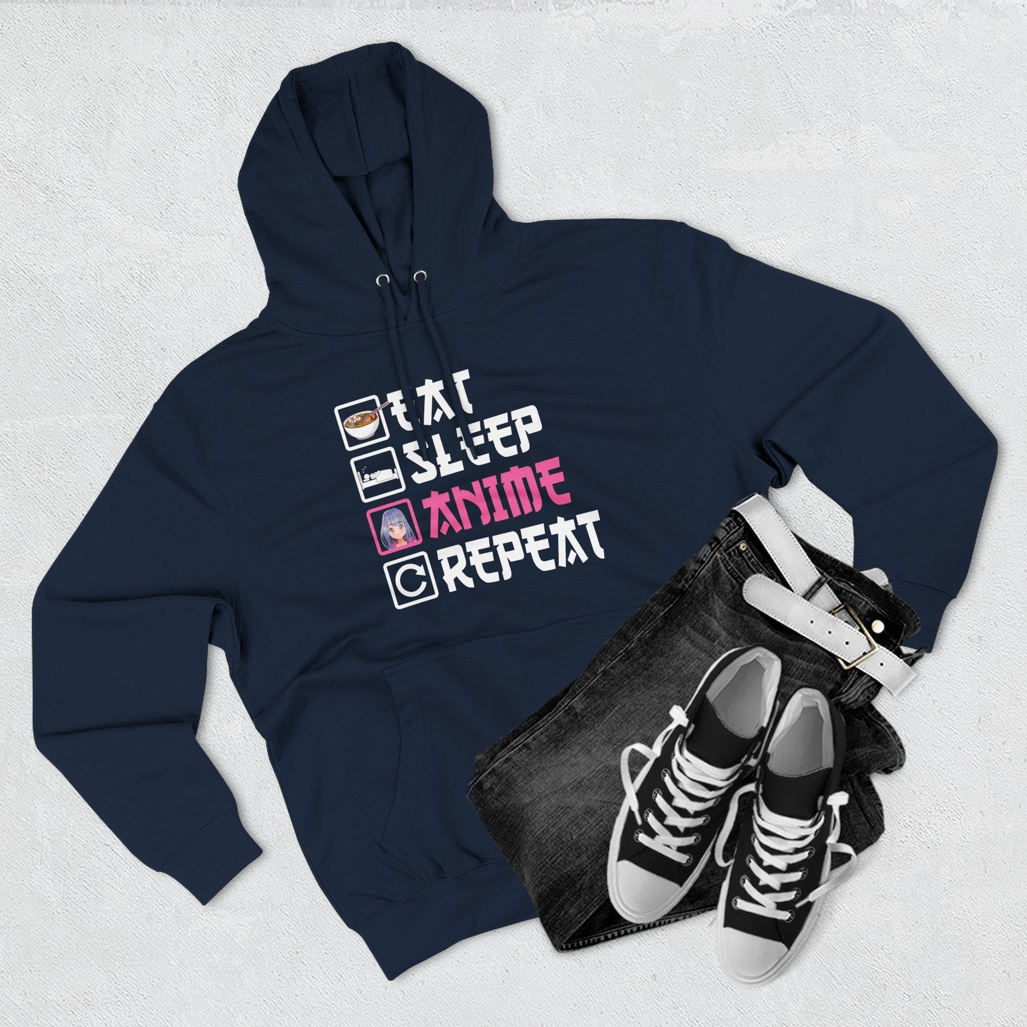 Women's Graphic Hoodie - Eat Sleep Anime Repeat | Hoodie by atgodanddesigns