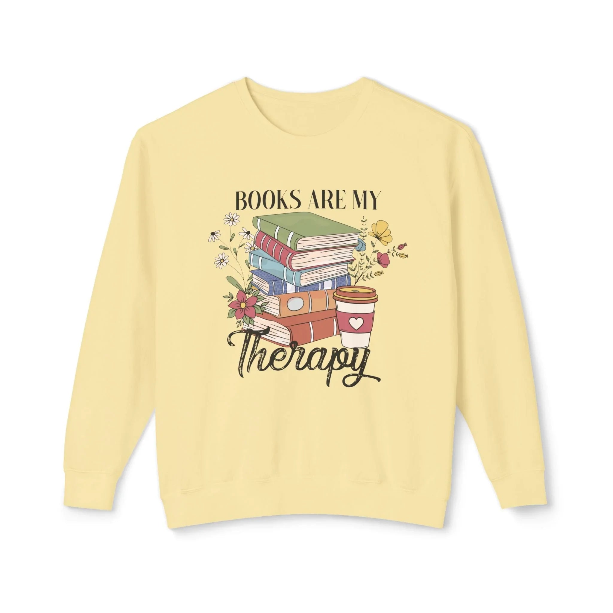 Women's Graphic Sweatshirt - Books Are My Therapy | Sweatshirt by atgodanddesigns