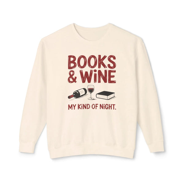 Women's Graphic Sweatshirt - Books & Wine My Kind Of Night | Sweatshirt by atgodanddesigns