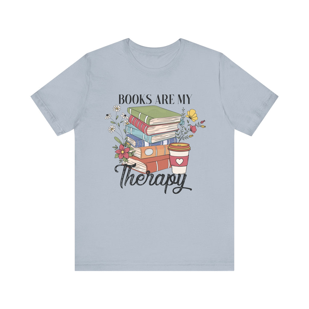Women's Graphic T-Shirt - Books Are My Therapy | T-Shirt by atgodanddesigns