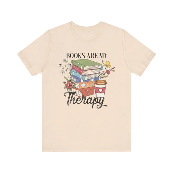 Women's Graphic T-Shirt - Books Are My Therapy | T-Shirt by atgodanddesigns