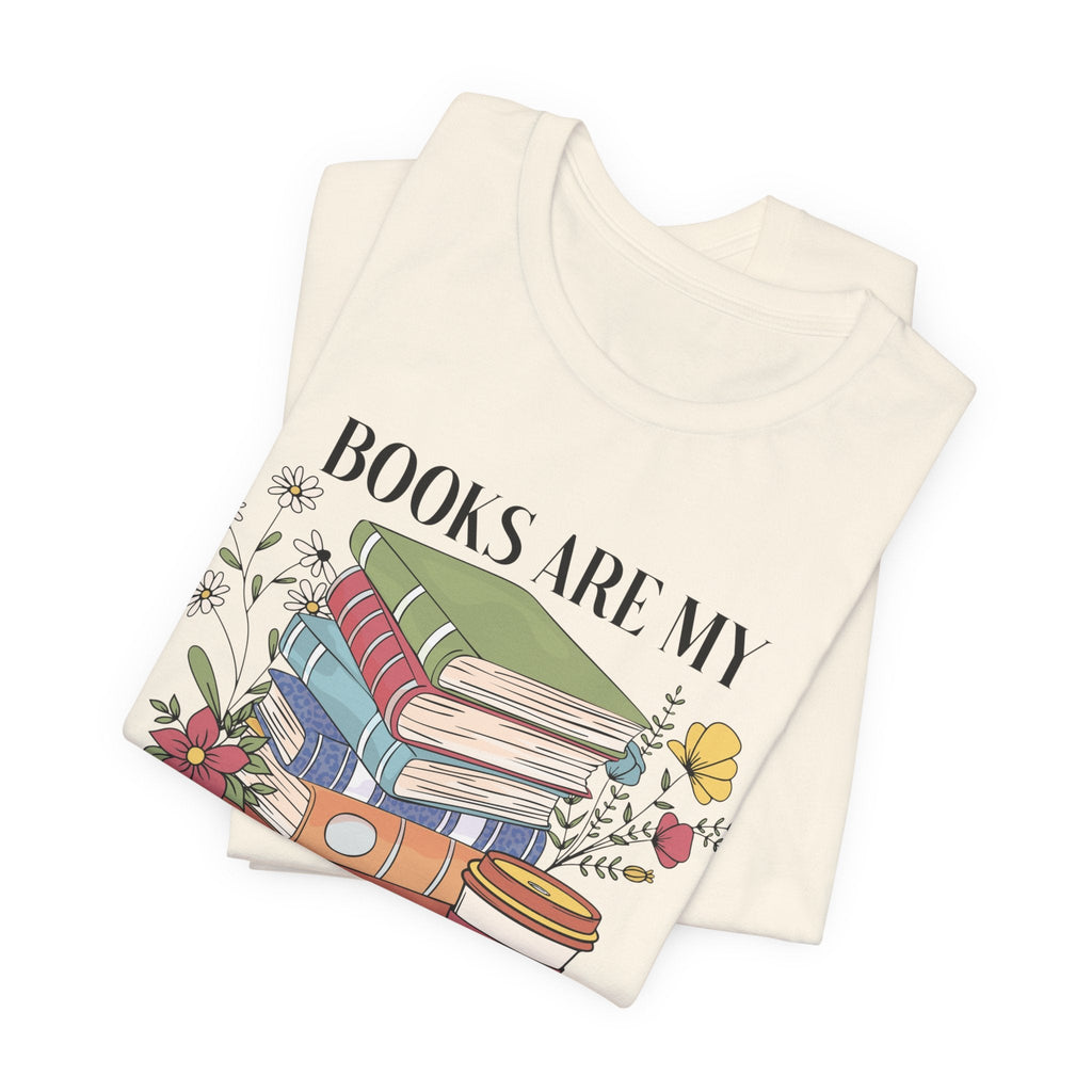 Women's Graphic T-Shirt - Books Are My Therapy | T-Shirt by atgodanddesigns