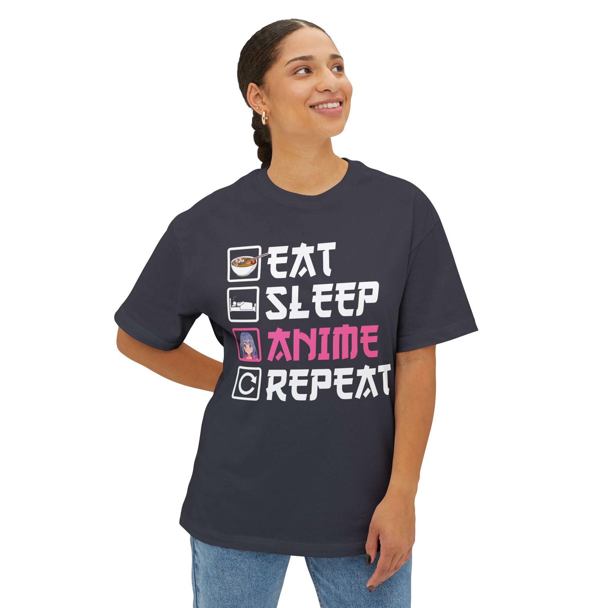 Women's Graphic T-Shirt - Eat Sleep Anime Repeat | T-Shirt by atgodanddesigns