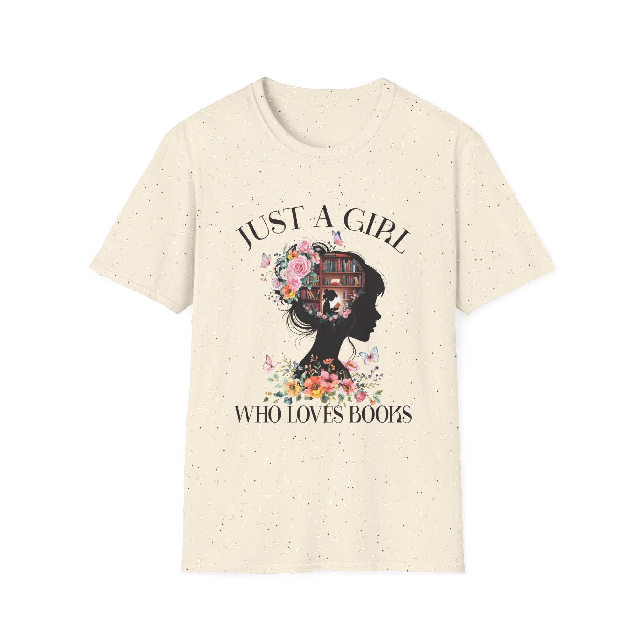 Women's Graphic T-Shirt - Just A Girl Who Loves Books | T-Shirt by atgodanddesigns