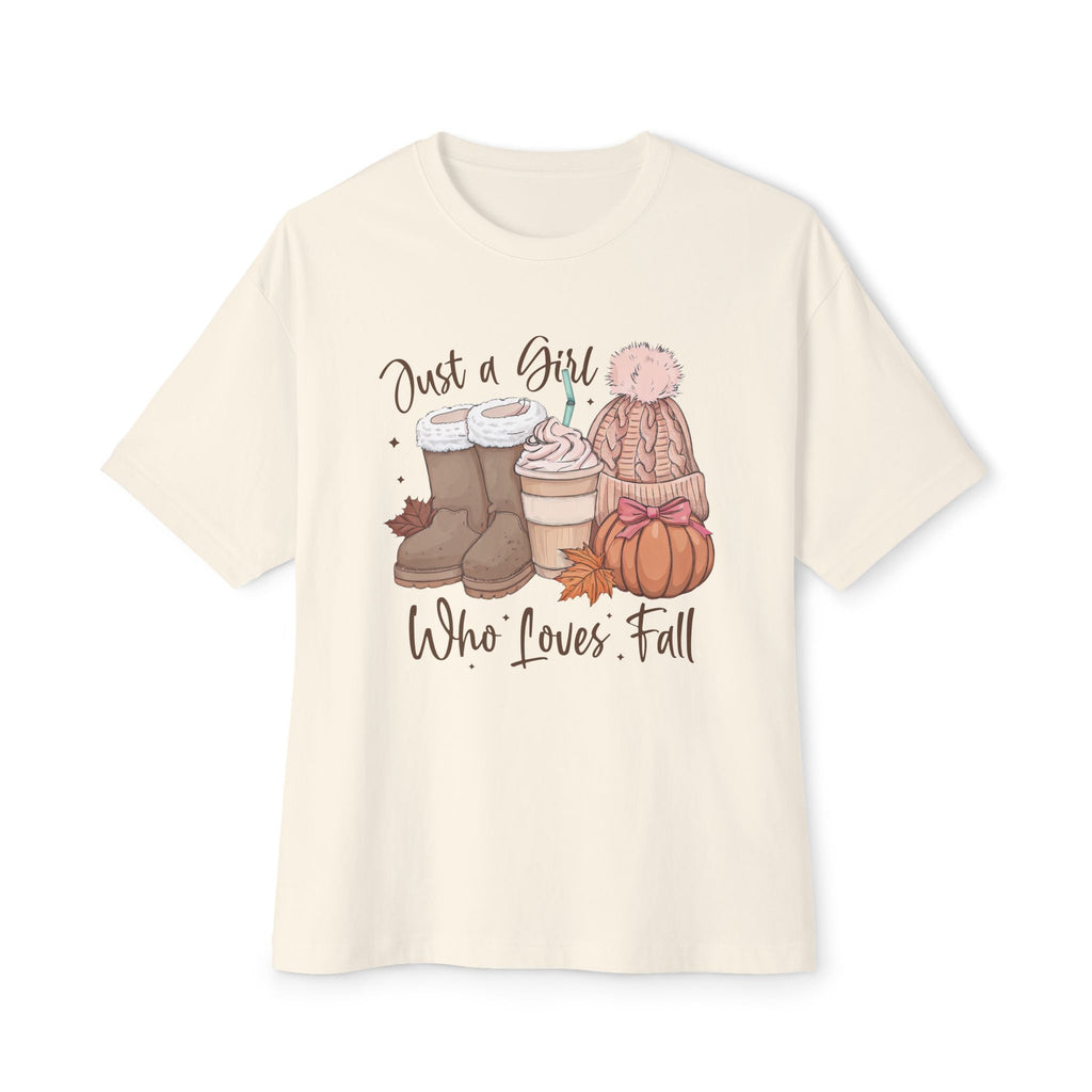 Women's Graphic T-Shirt - Just A Girl Who Loves Fall | T-Shirt by atgodanddesigns