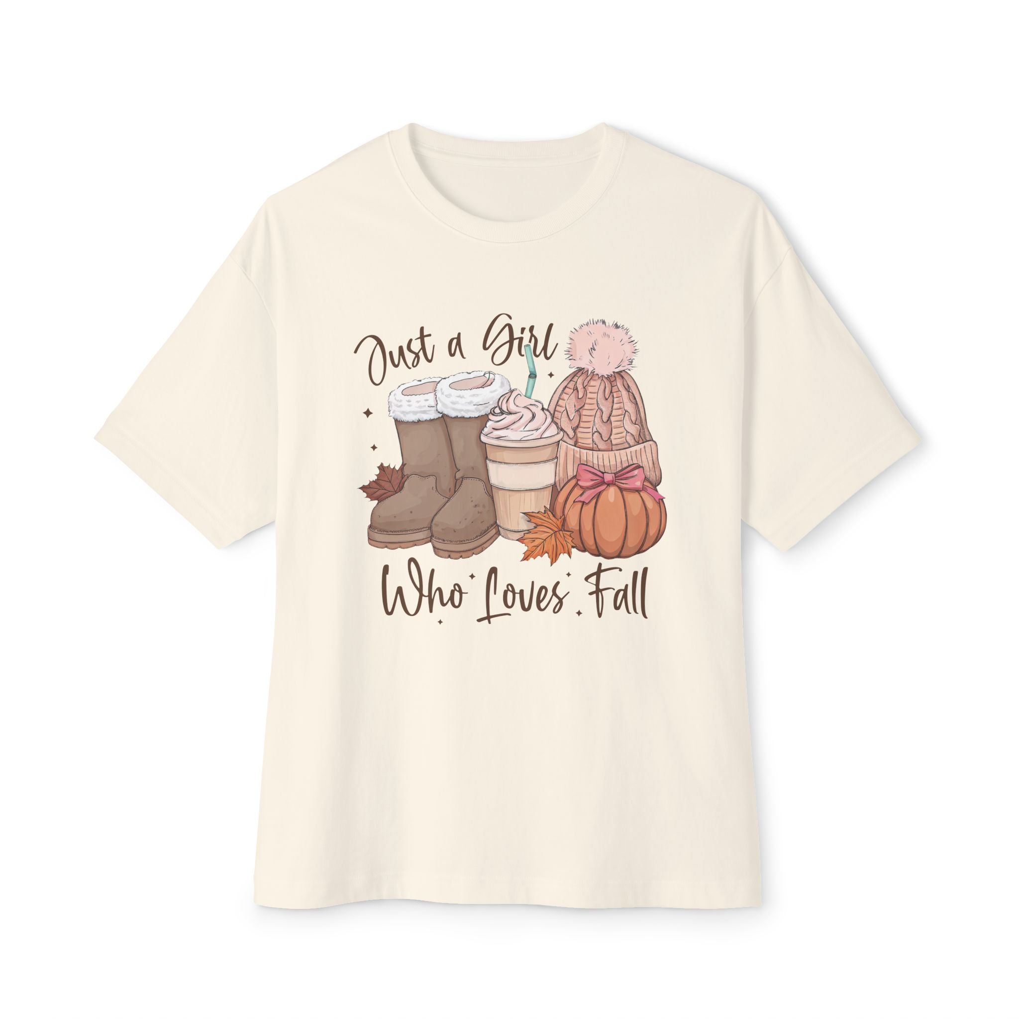 Women's Graphic T-Shirt - Just A Girl Who Loves Fall | T-Shirt by atgodanddesigns