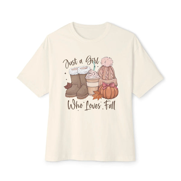 Women's Graphic T-Shirt - Just A Girl Who Loves Fall | T-Shirt by atgodanddesigns