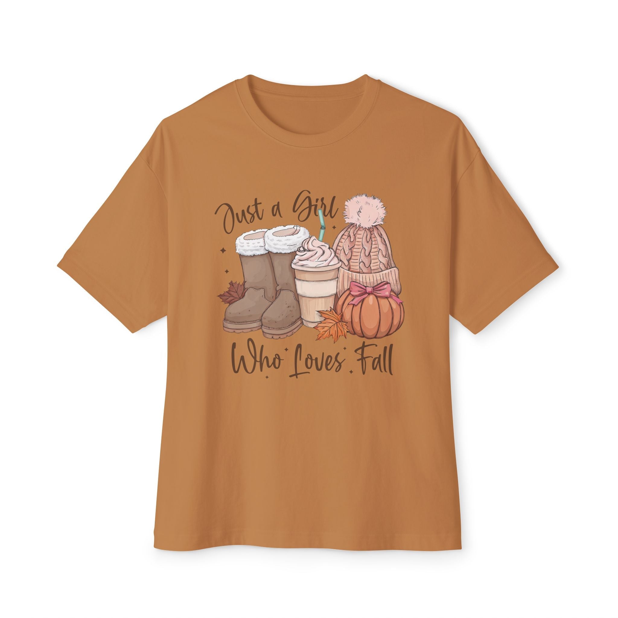 Women's Graphic T-Shirt - Just A Girl Who Loves Fall | T-Shirt by atgodanddesigns