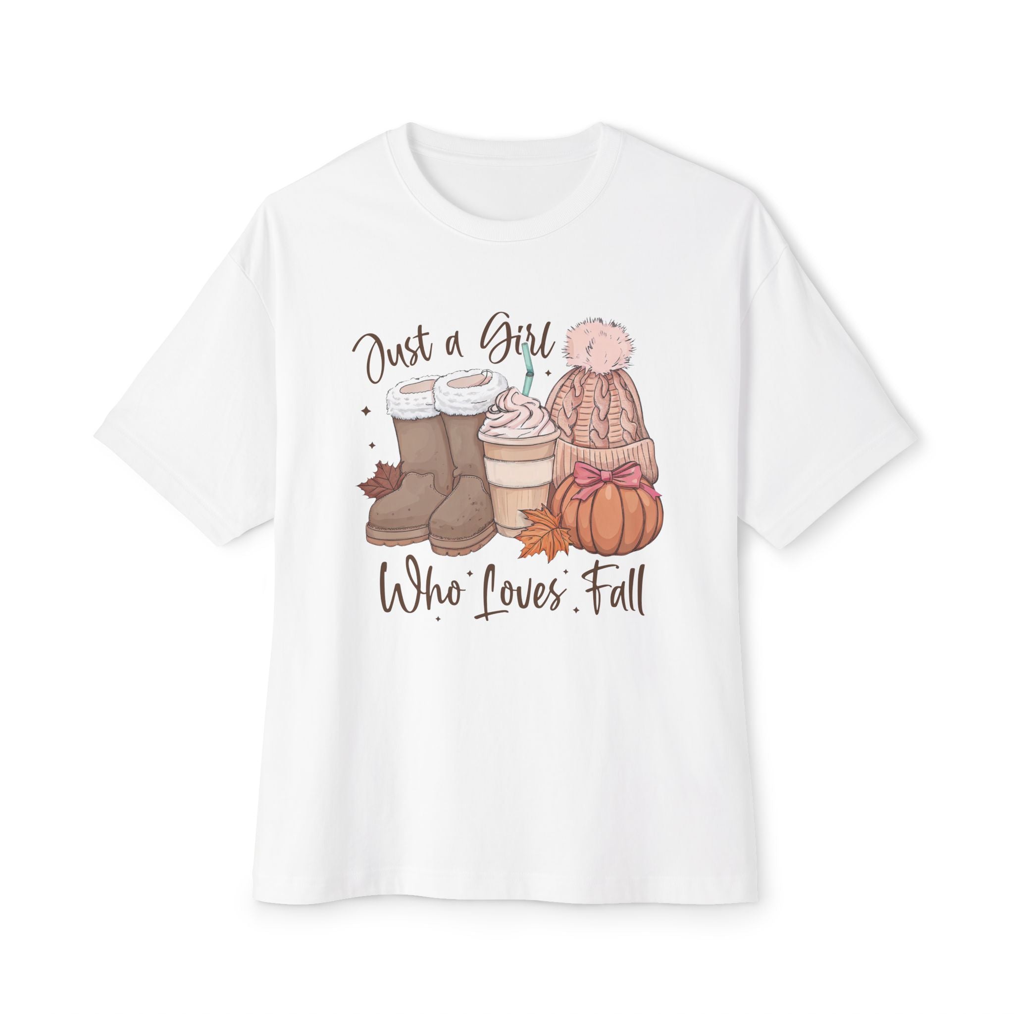 Women's Graphic T-Shirt - Just A Girl Who Loves Fall | T-Shirt by atgodanddesigns