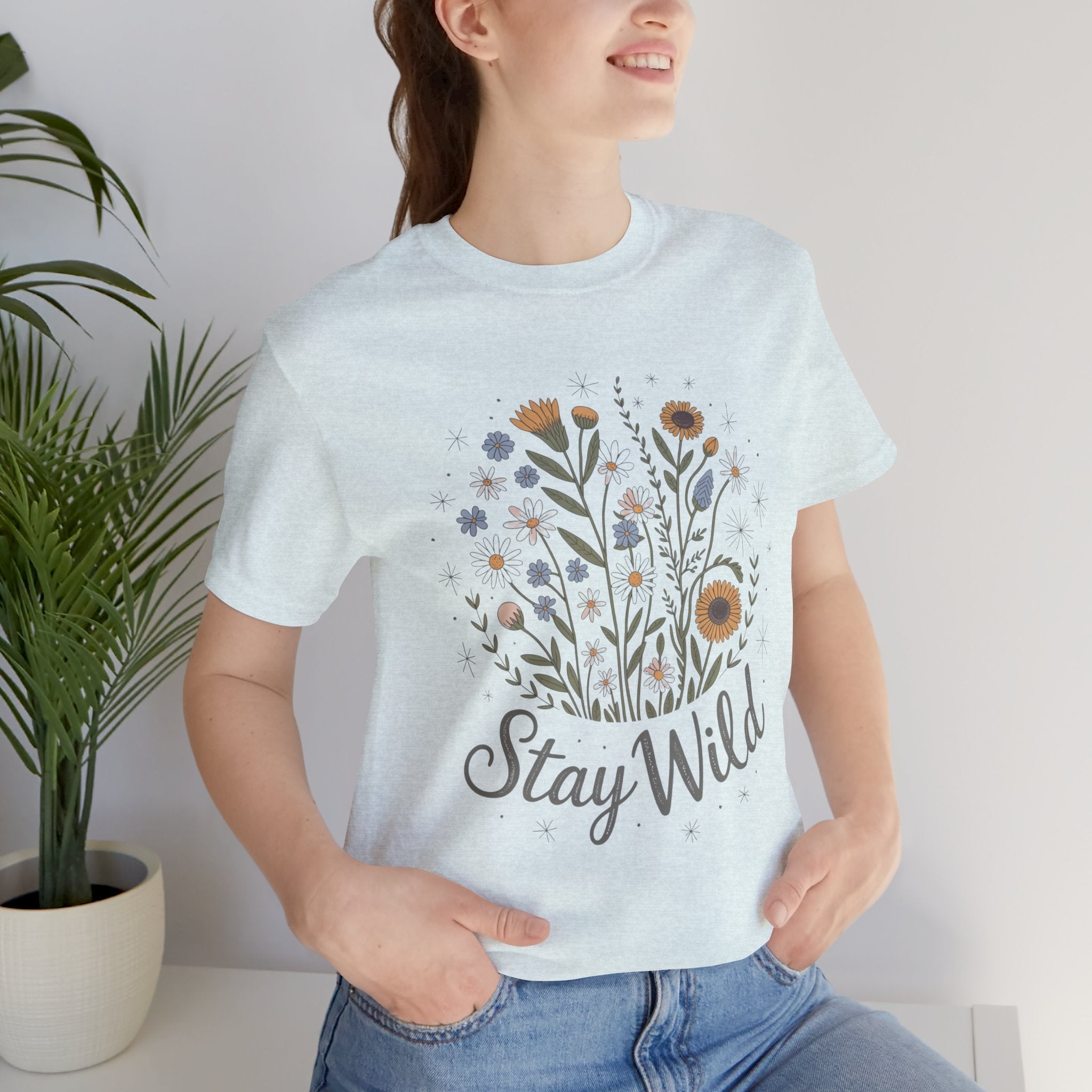Women's Graphic T-Shirt - Stay Wild Floral | T-Shirt by atgodanddesigns