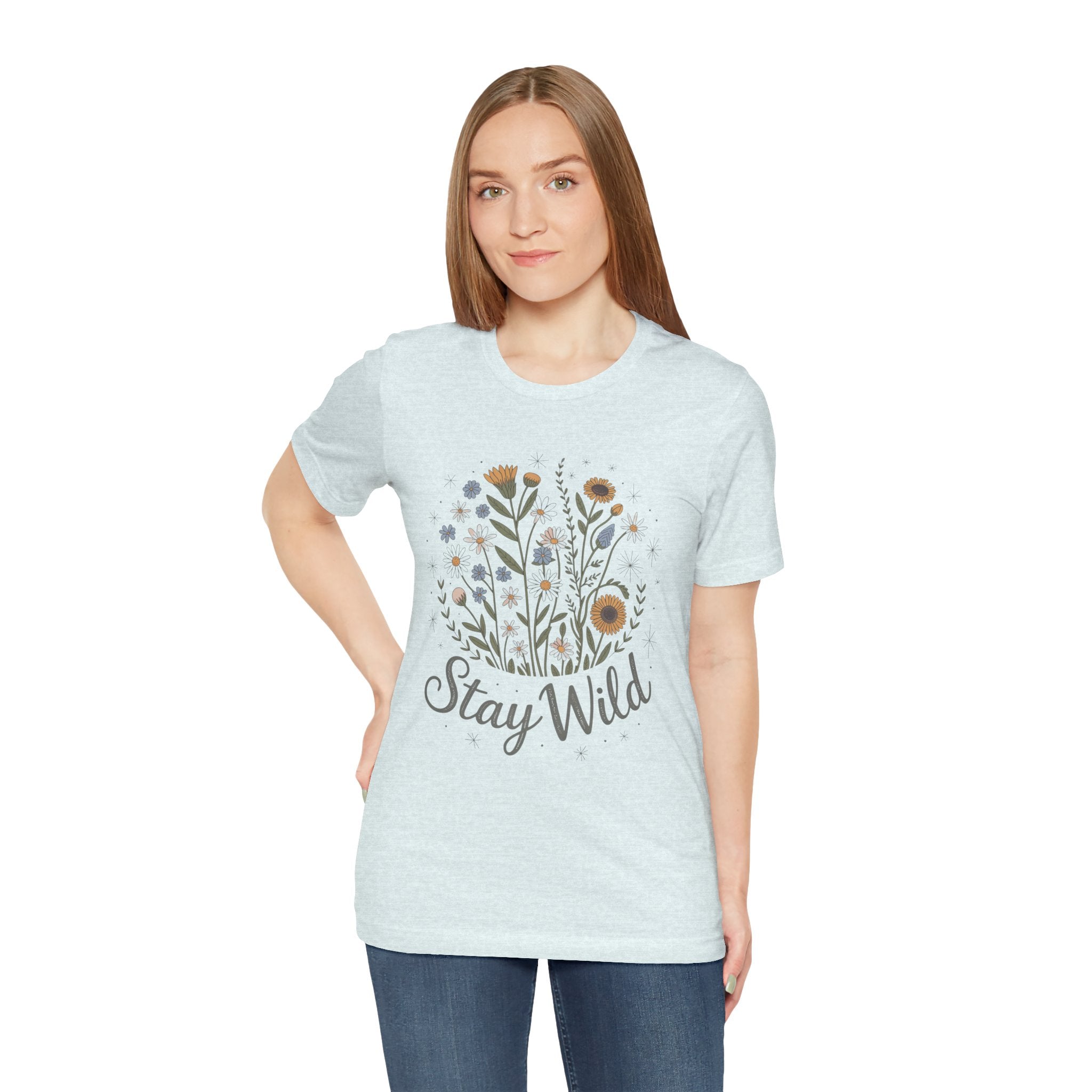 Women's Graphic T-Shirt - Stay Wild Floral | T-Shirt by atgodanddesigns