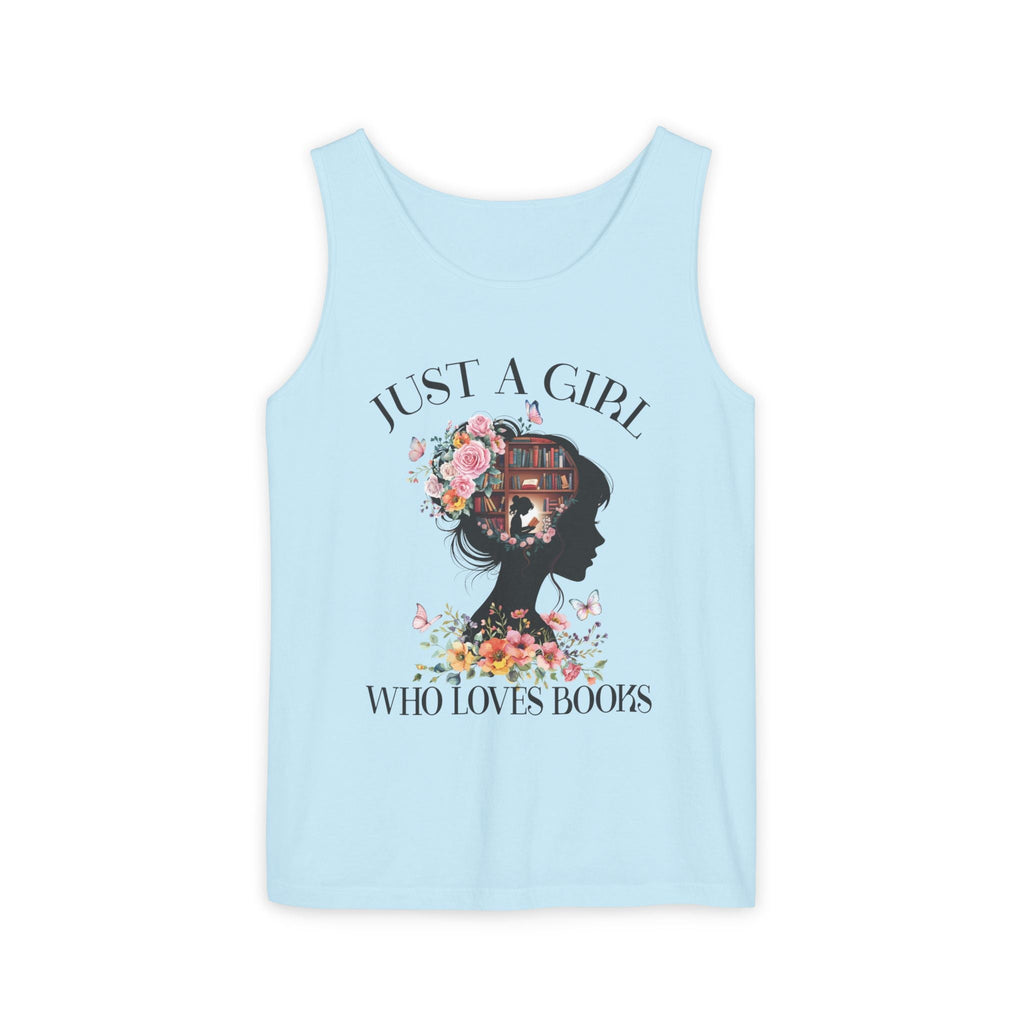 Women's Graphic Tank - Just a Girl Who Loves Books | Tank Top by atgodanddesigns