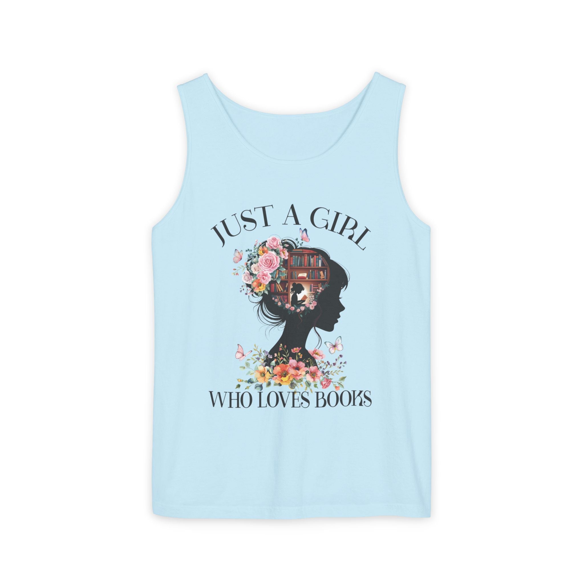Women's Graphic Tank - Just a Girl Who Loves Books | Tank Top by atgodanddesigns