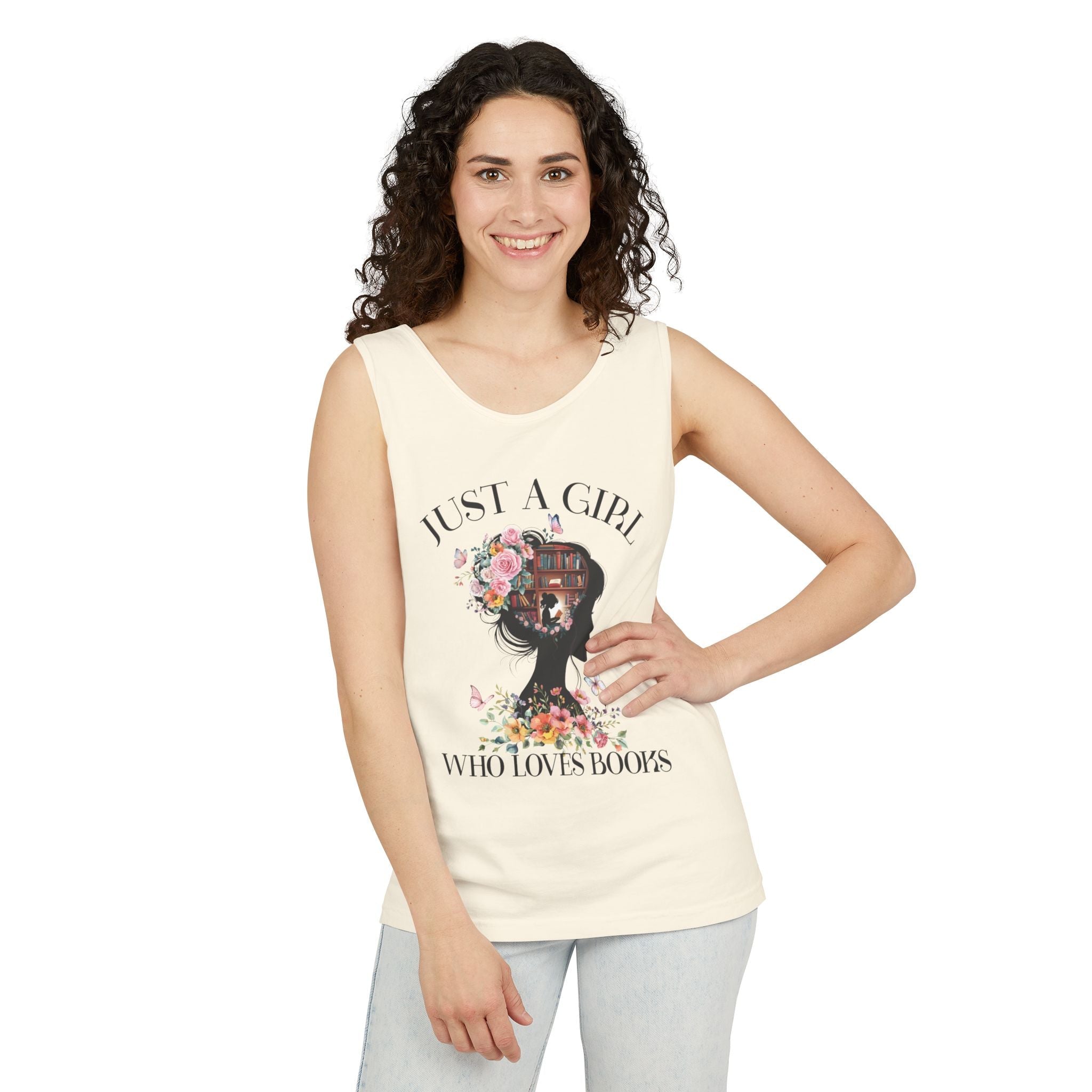Women's Graphic Tank - Just a Girl Who Loves Books | Tank Top by atgodanddesigns