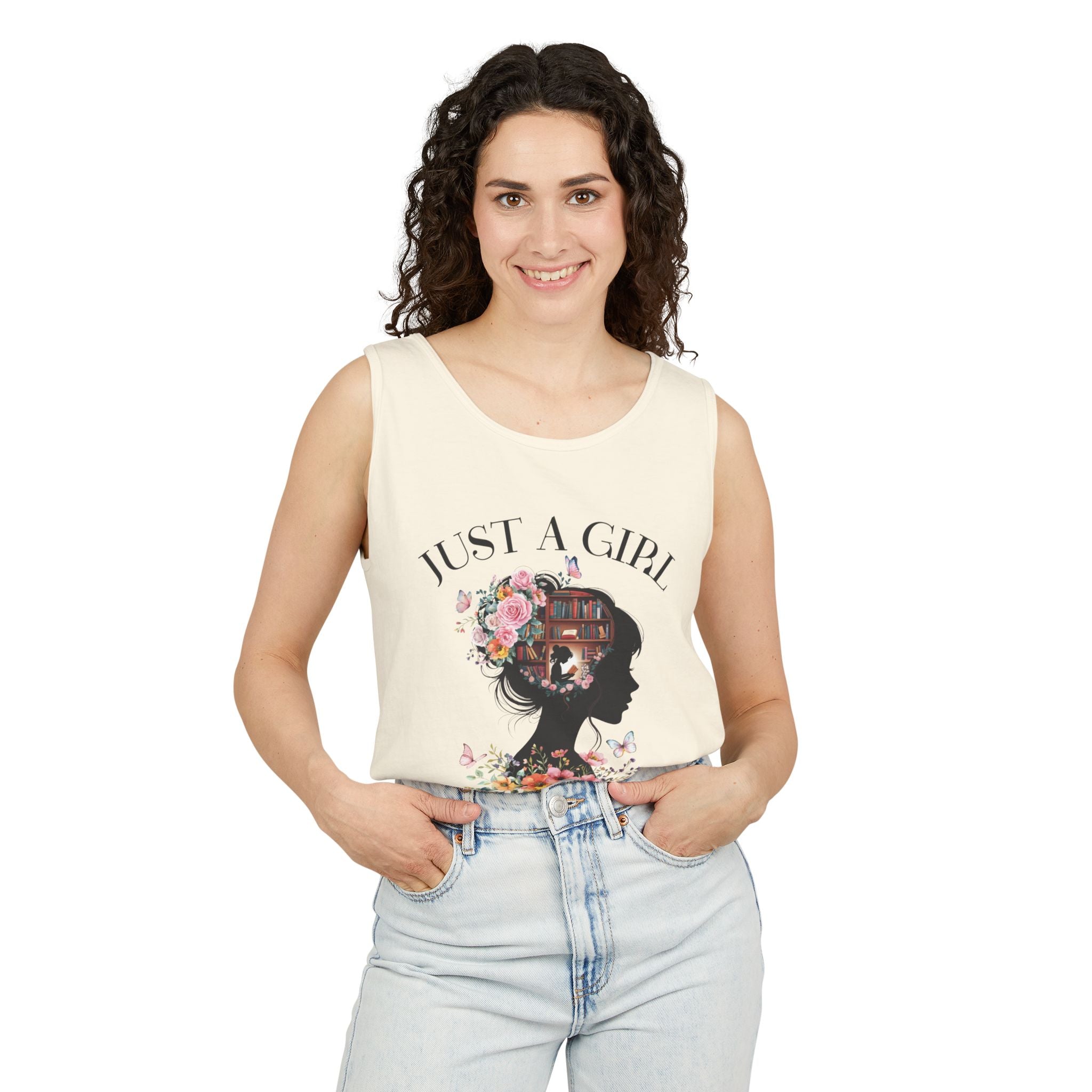 Women's Graphic Tank - Just a Girl Who Loves Books | Tank Top by atgodanddesigns