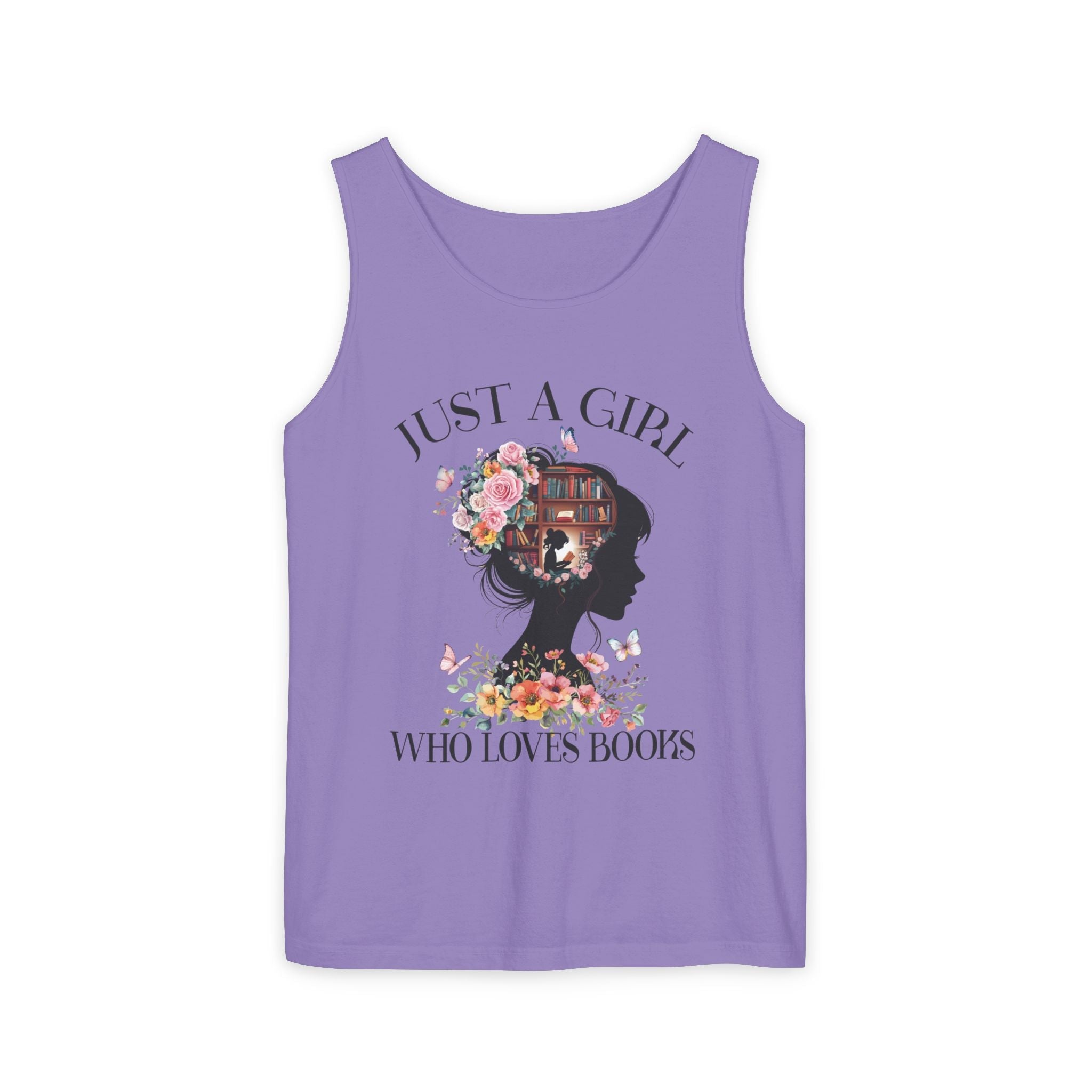 Women's Graphic Tank - Just a Girl Who Loves Books | Tank Top by atgodanddesigns