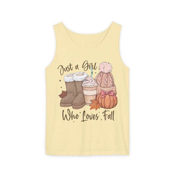 Women's Graphic Tank Top - Just A Girl Who Loves Fall | Tank Top by atgodanddesigns