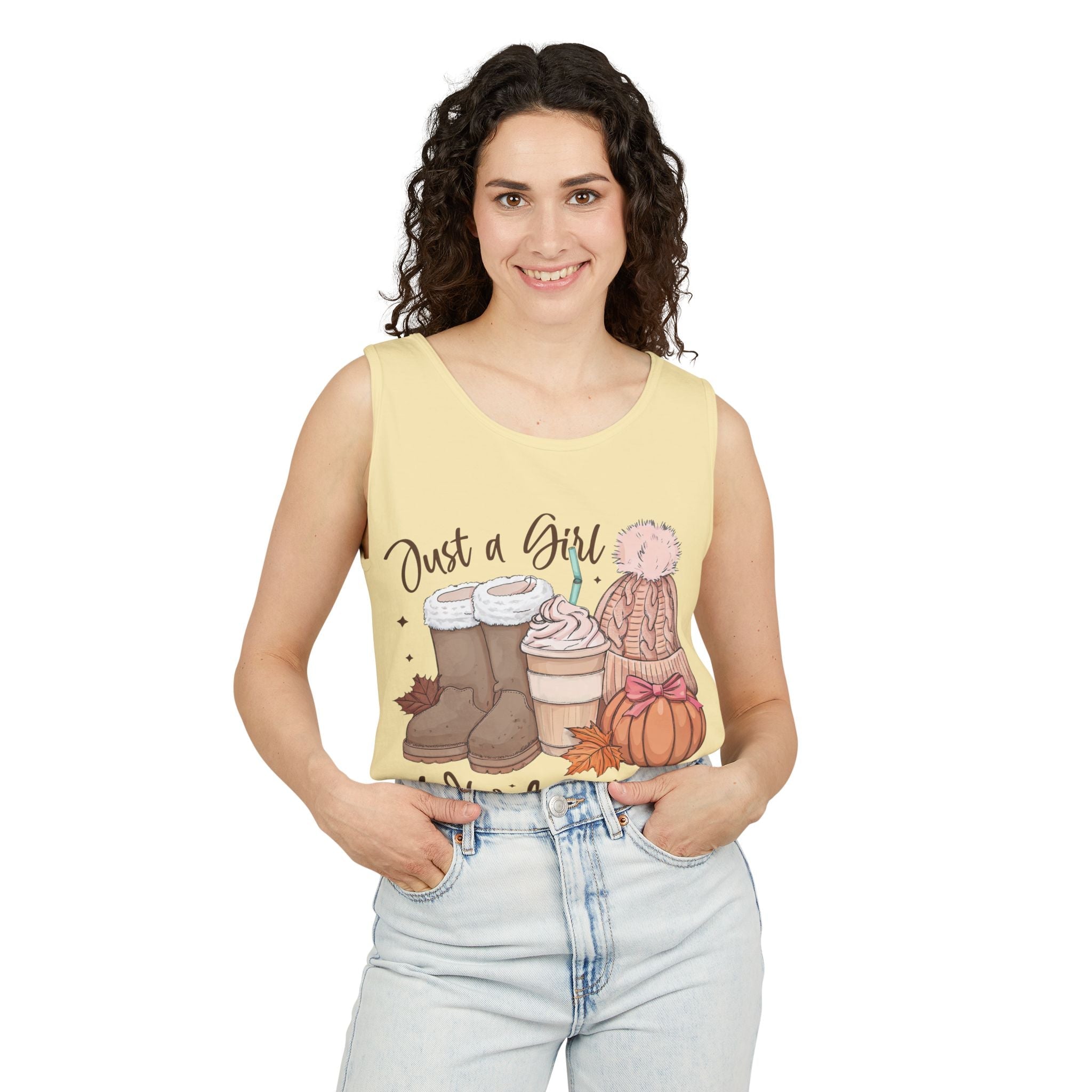 Women's Graphic Tank Top - Just A Girl Who Loves Fall | Tank Top by atgodanddesigns