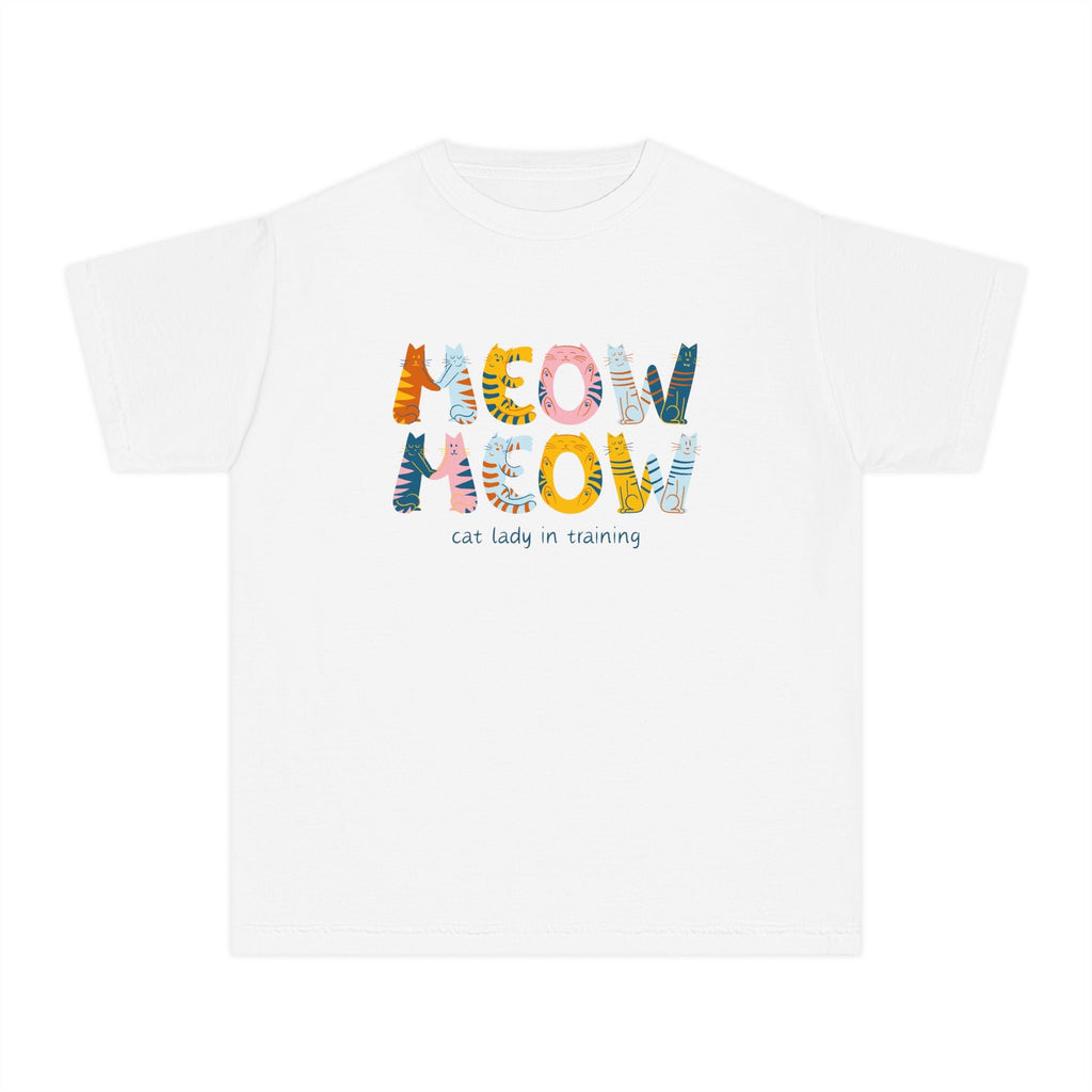 Youth Graphic Girls T-Shirt - Meow Meow Cat Lady In Training | Kids clothes by atgodanddesigns