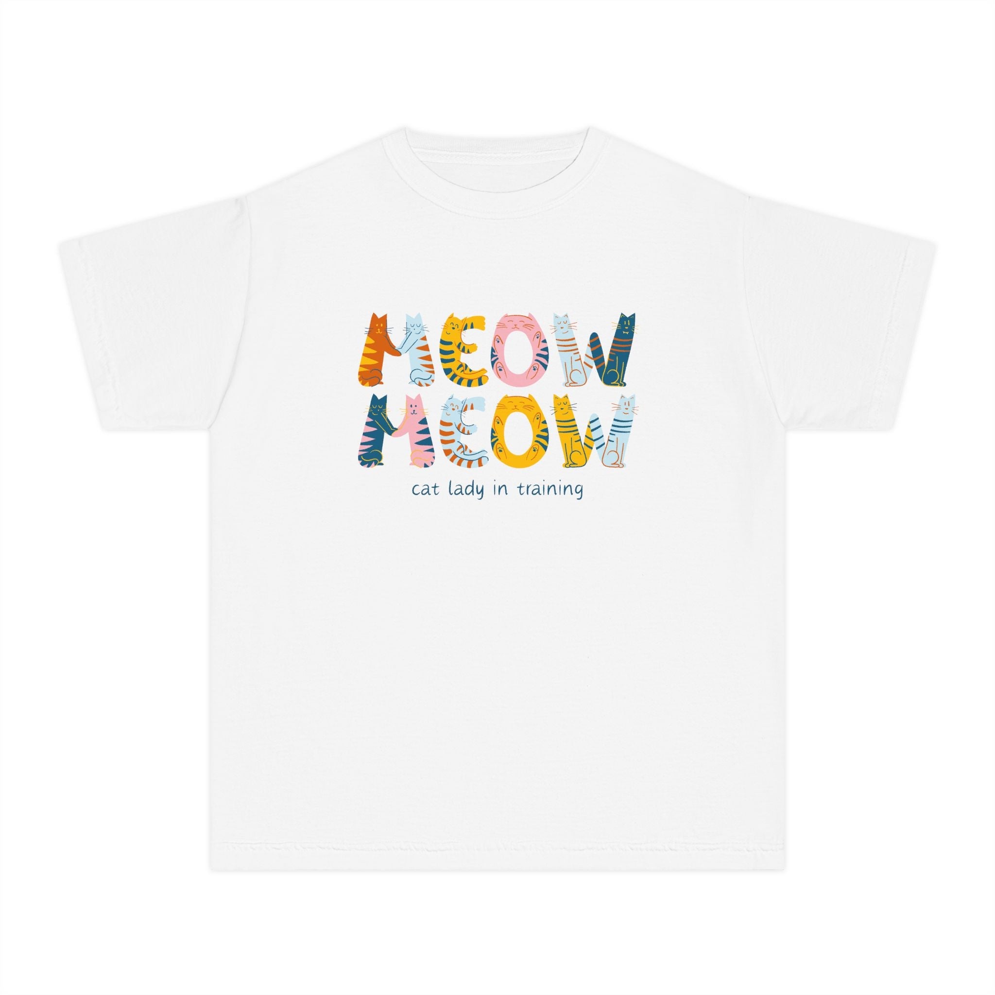 Youth Graphic Girls T-Shirt - Meow Meow Cat Lady In Training | Kids clothes by atgodanddesigns