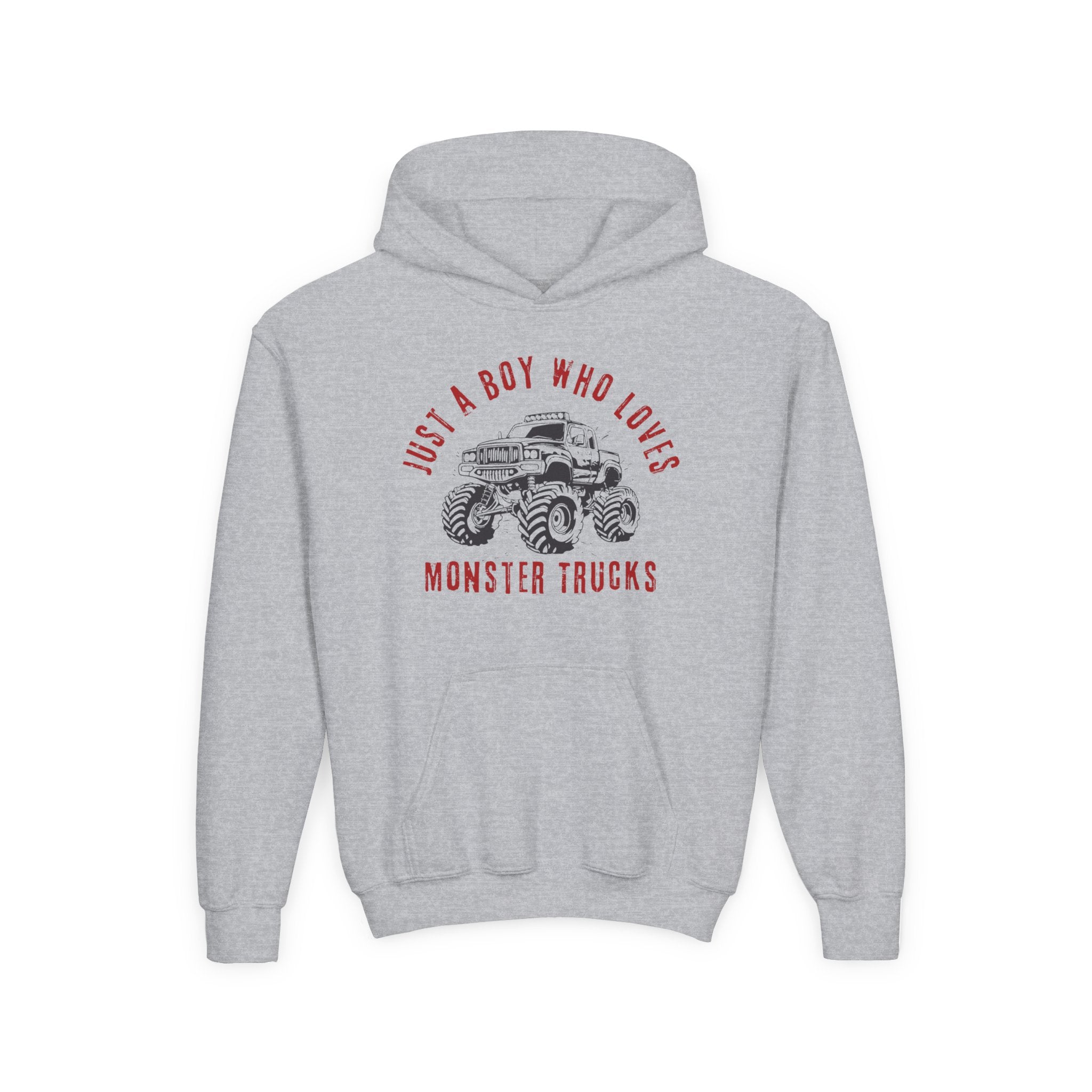 Youth Graphic Hoodie - Just A Boy Who Loves Monster Trucks | Kids clothes by atgodanddesigns