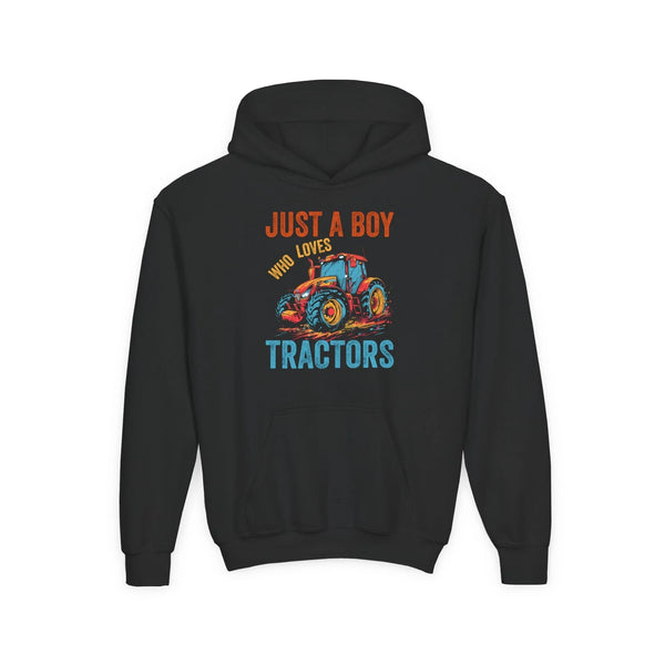 Youth Graphic Hoodie - Just A Boy Who Loves Tractors | Kids clothes by atgodanddesigns