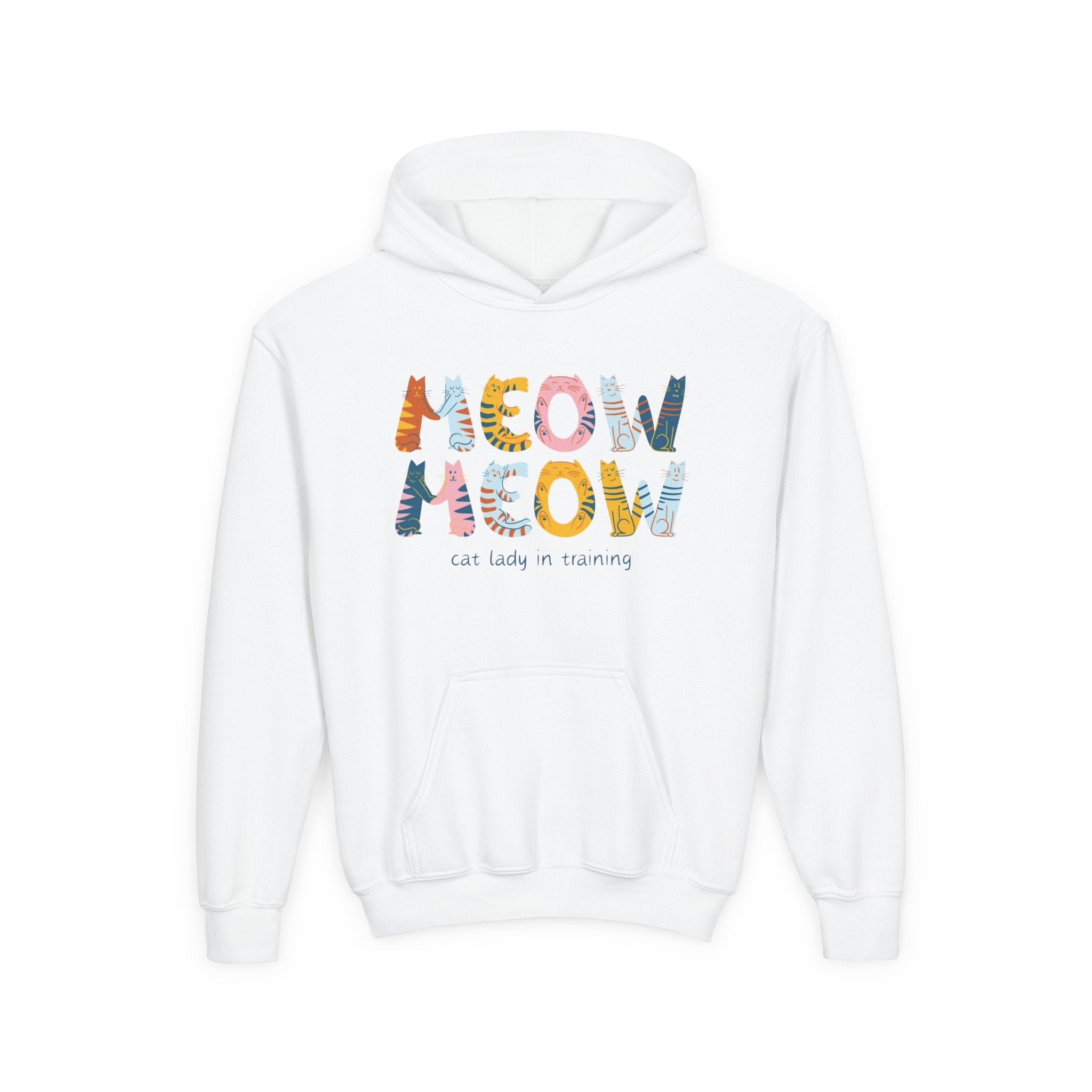 Youth Graphic Hoodie - Meow Meow Cat Lady In Training | Kids clothes by atgodanddesigns