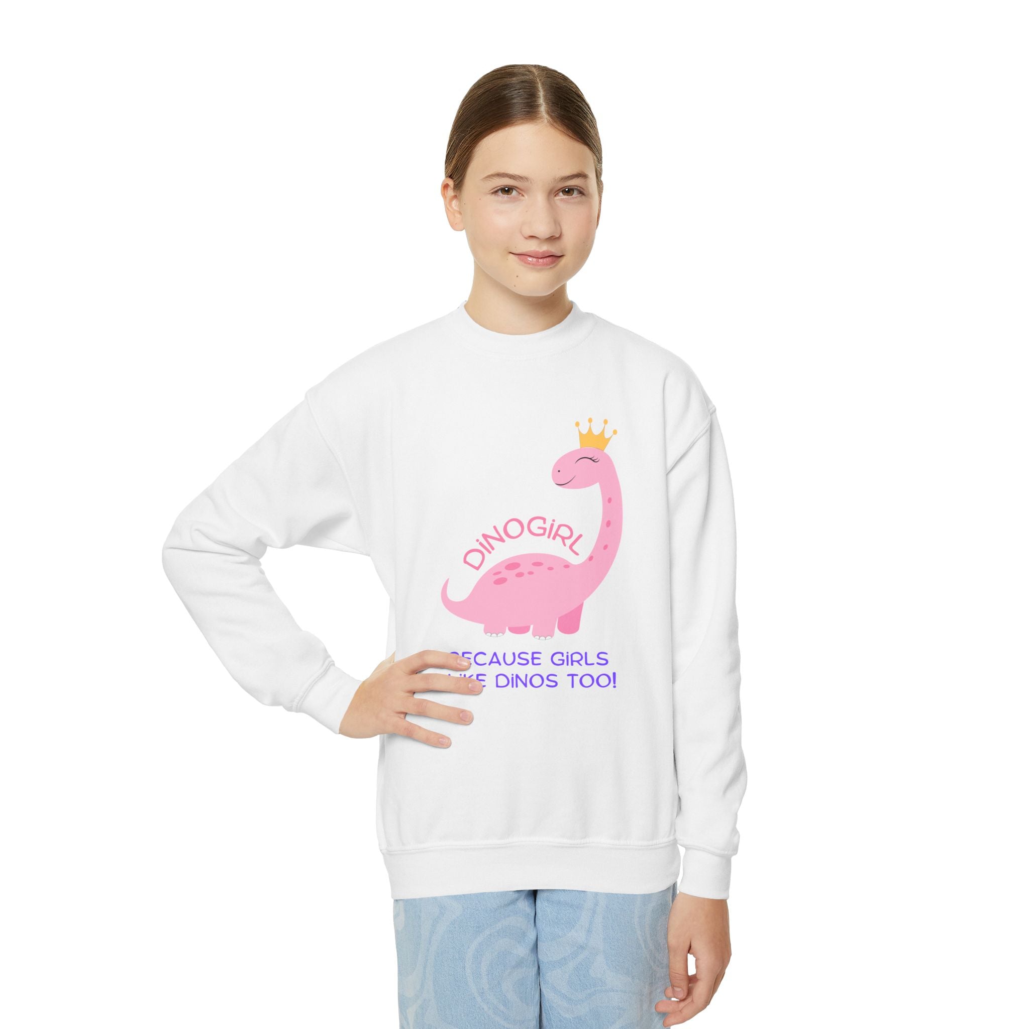Youth Graphic Sweatshirt - DINOGIRL Because Girls Like Dinos Too! | Kids clothes by atgodanddesigns