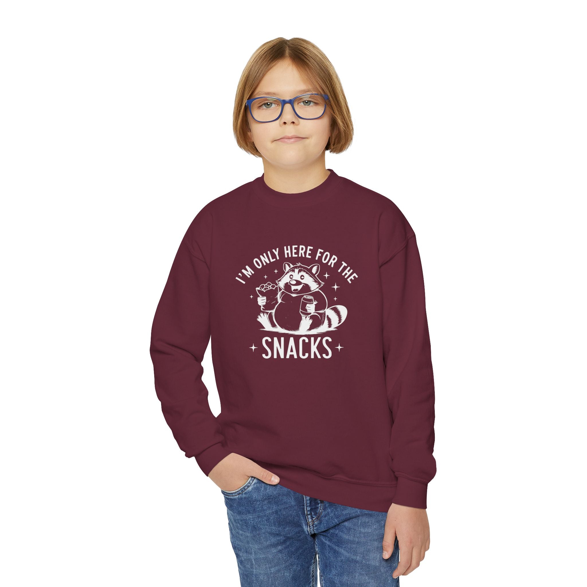 Youth Graphic Sweatshirt - I'm Only Here For The Snacks | Kids clothes by atgodanddesigns
