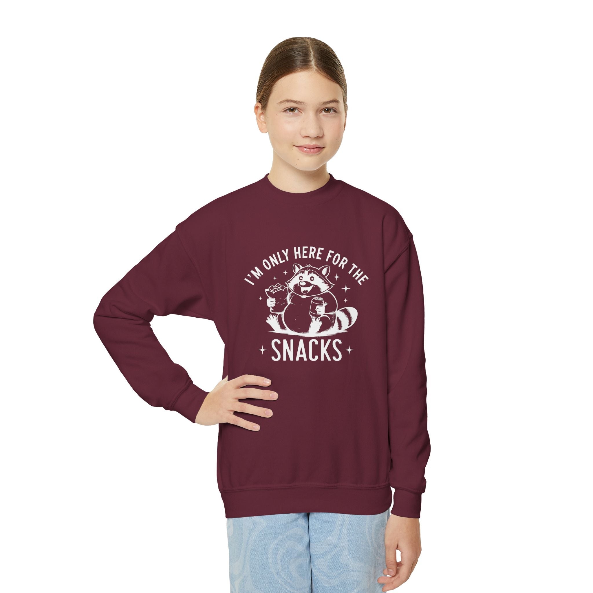Youth Graphic Sweatshirt - I'm Only Here For The Snacks | Kids clothes by atgodanddesigns