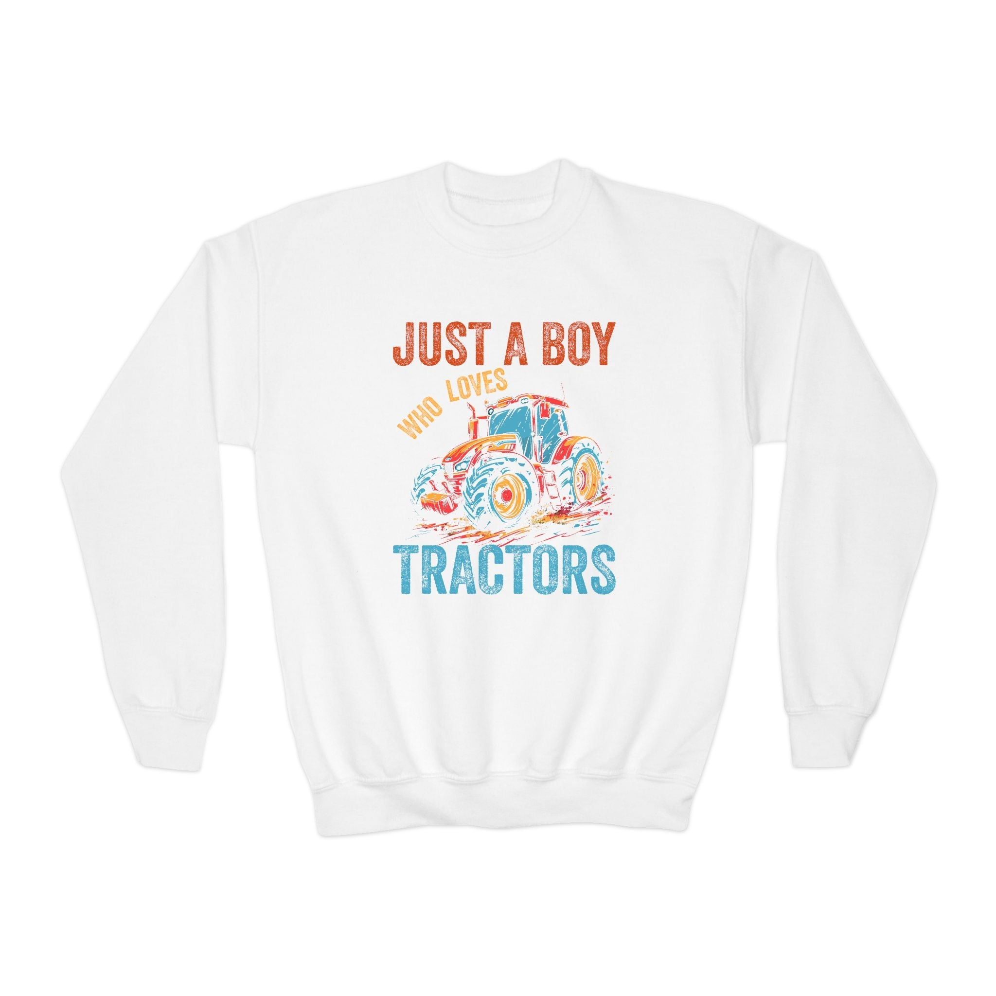 Youth Graphic Sweatshirt - Just A Boy Who Loves Tractors | Kids clothes by atgodanddesigns
