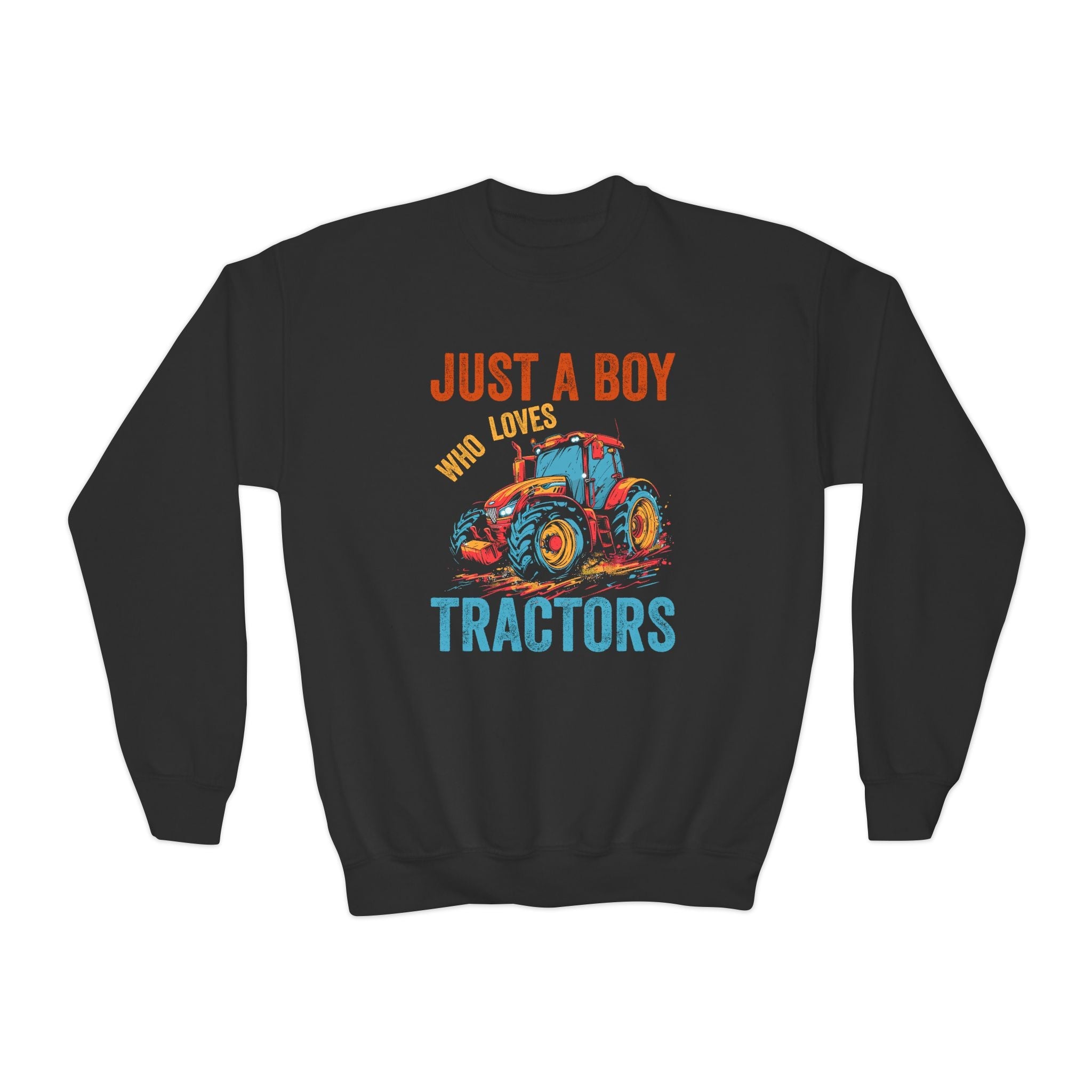 Youth Graphic Sweatshirt - Just A Boy Who Loves Tractors | Kids clothes by atgodanddesigns