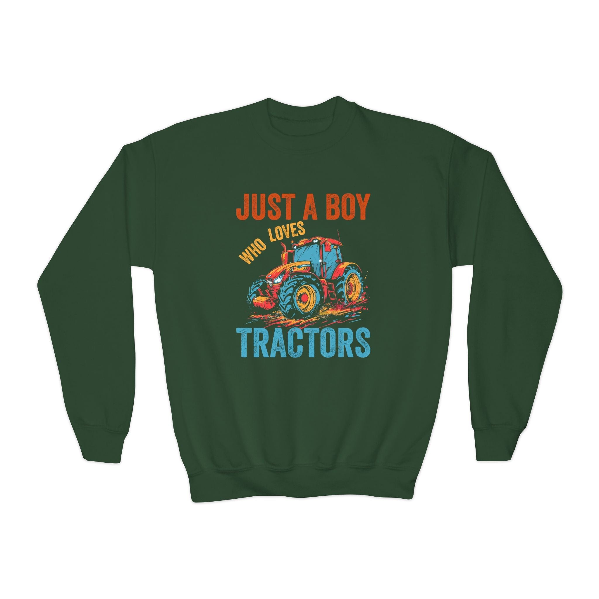 Youth Graphic Sweatshirt - Just A Boy Who Loves Tractors | Kids clothes by atgodanddesigns