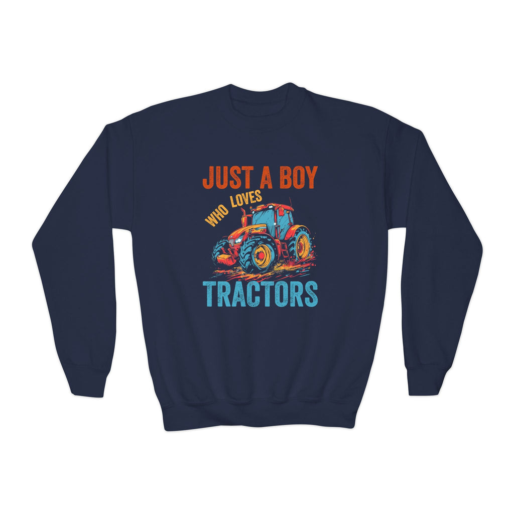 Youth Graphic Sweatshirt - Just A Boy Who Loves Tractors | Kids clothes by atgodanddesigns