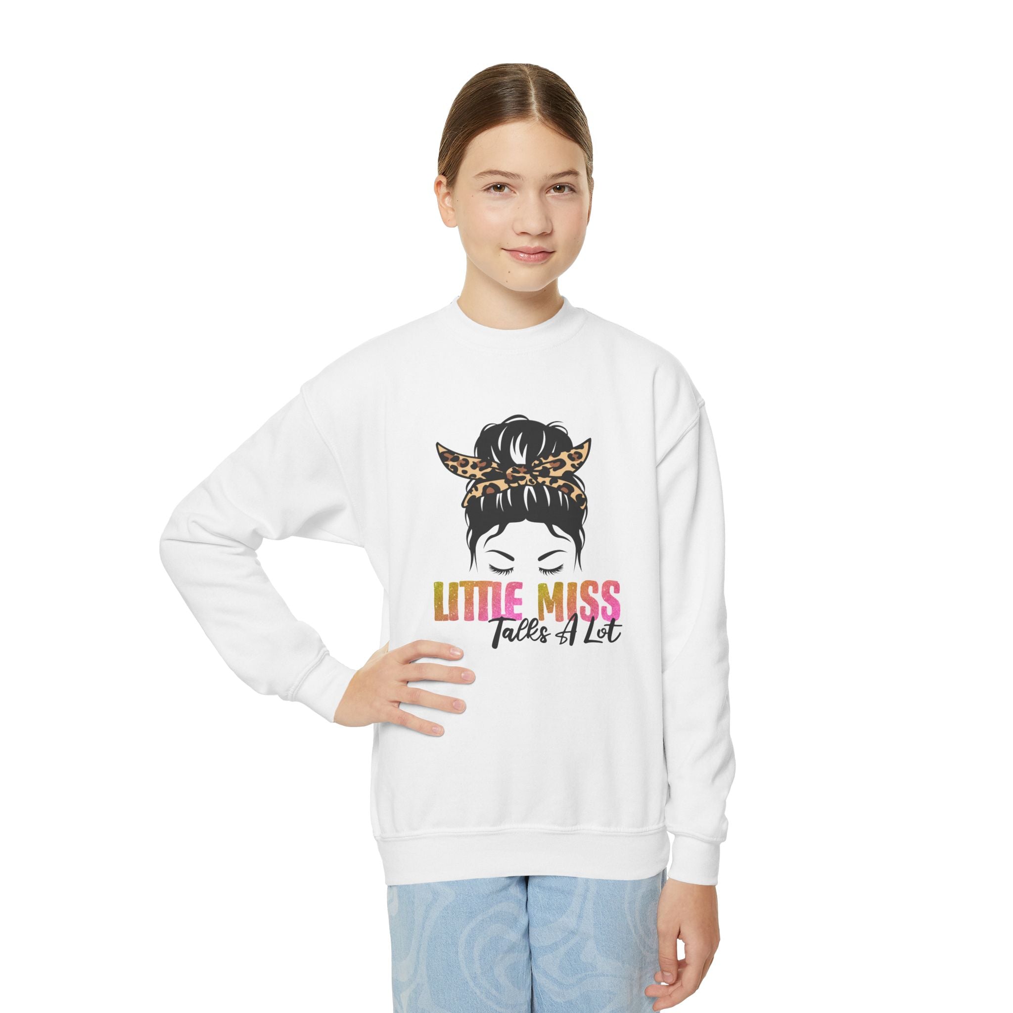 Youth Graphic Sweatshirt - Little Miss Talks A Lot | Kids clothes by atgodanddesigns