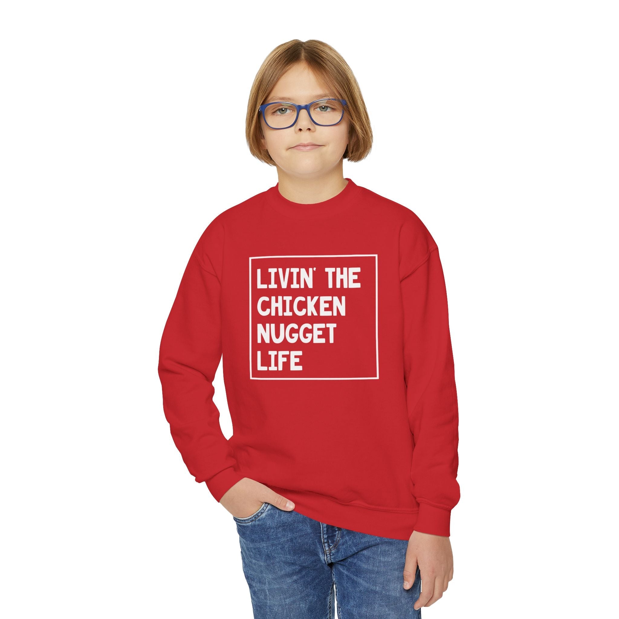 Youth Graphic Sweatshirt - Livin' That Chicken Nugget Life | Kids clothes by atgodanddesigns