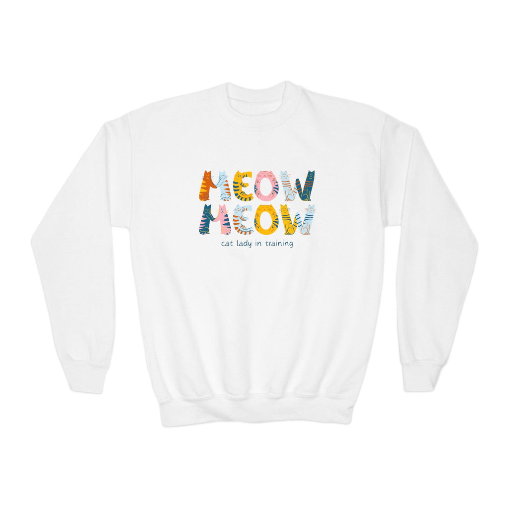Youth Graphic Sweatshirt - Meow Meow Cat Lady In Training | Kids clothes by atgodanddesigns