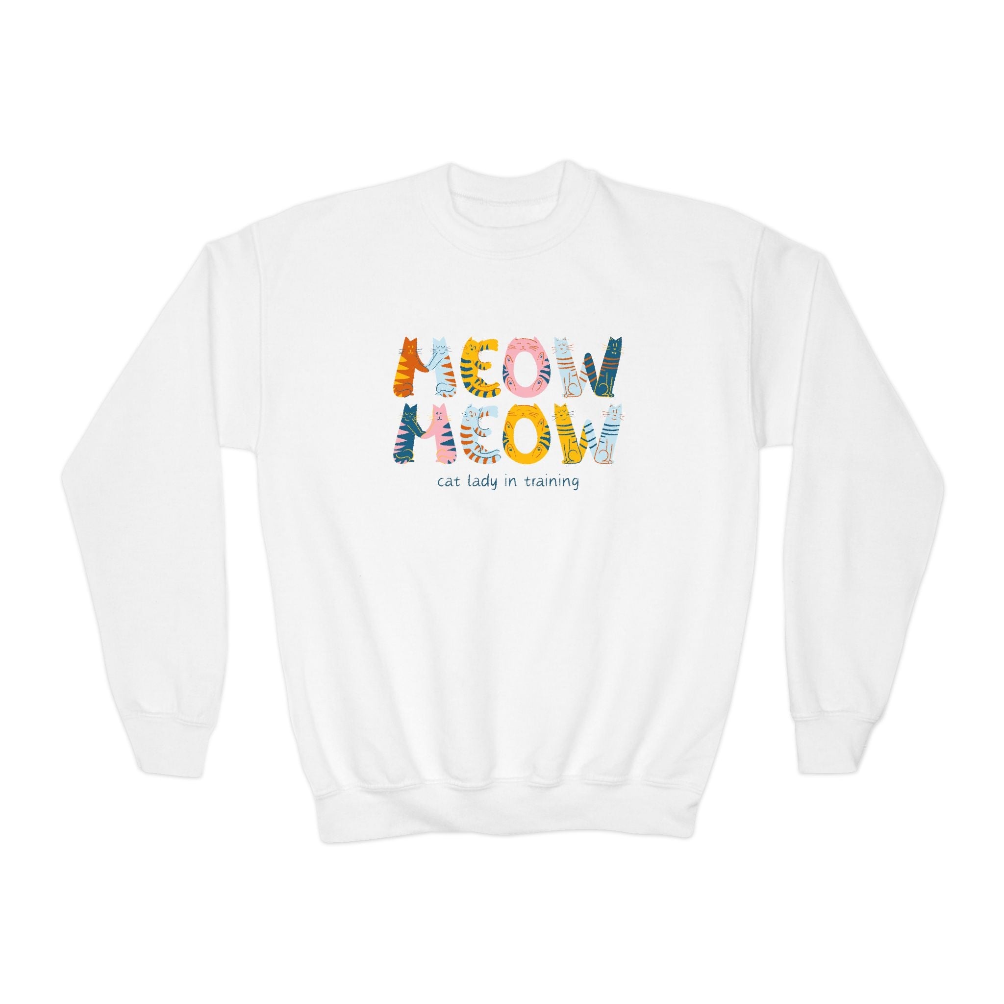 Youth Graphic Sweatshirt - Meow Meow Cat Lady In Training | Kids clothes by atgodanddesigns