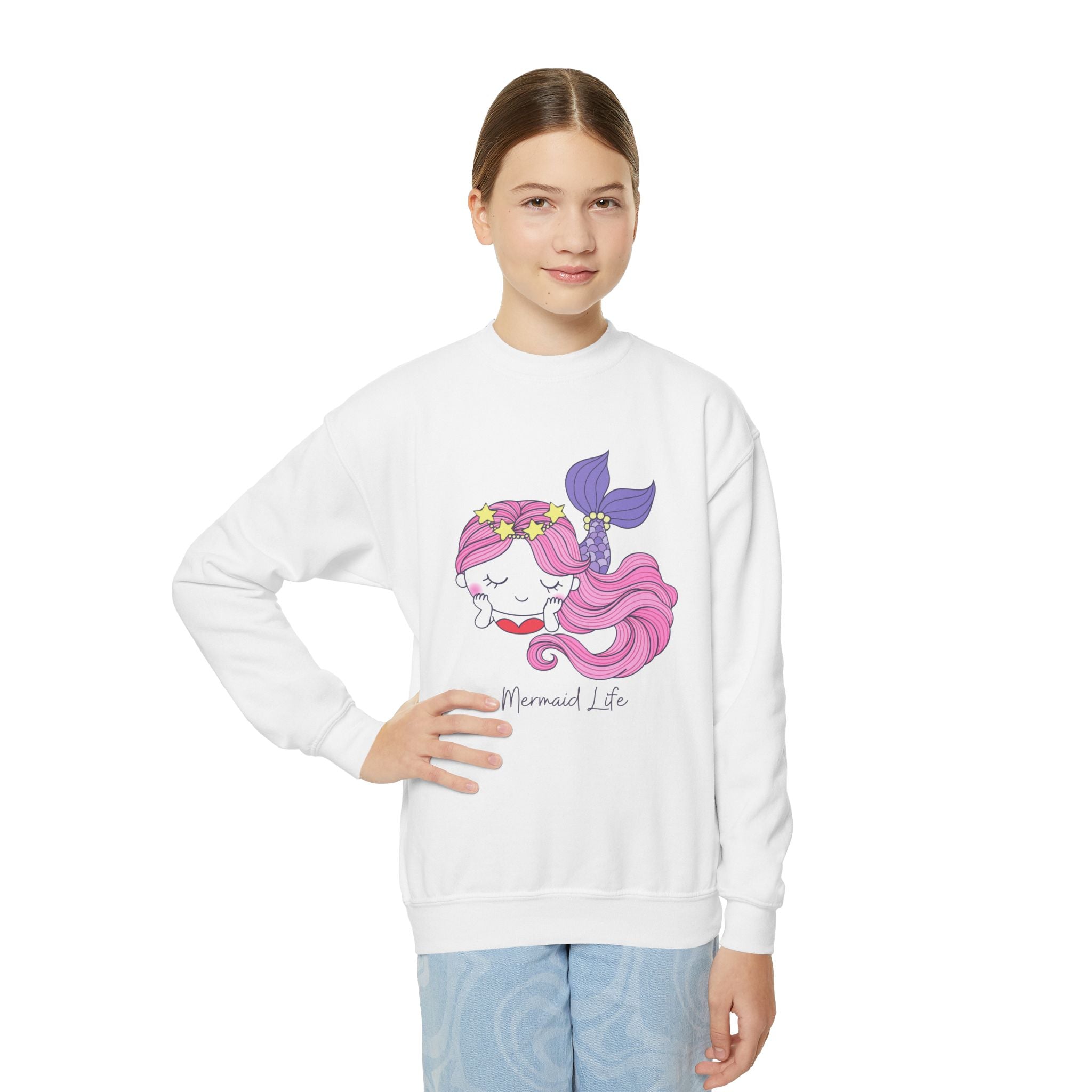 Youth Graphic Sweatshirt - Mermaid Life | Kids clothes by atgodanddesigns